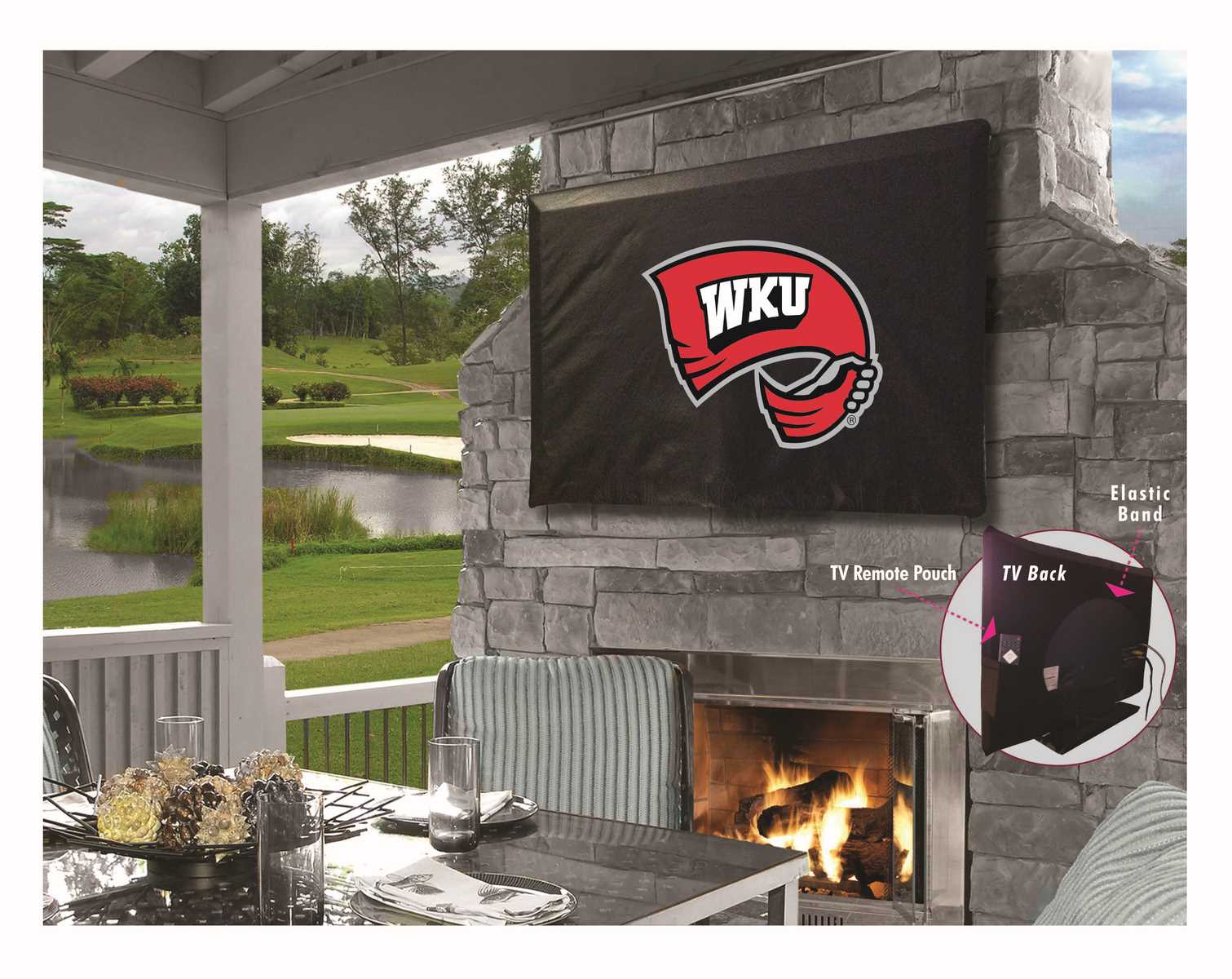 Picture of Holland Bar Stool TV30WestKy Western Kentucky University Vinyl TV Cover, Black