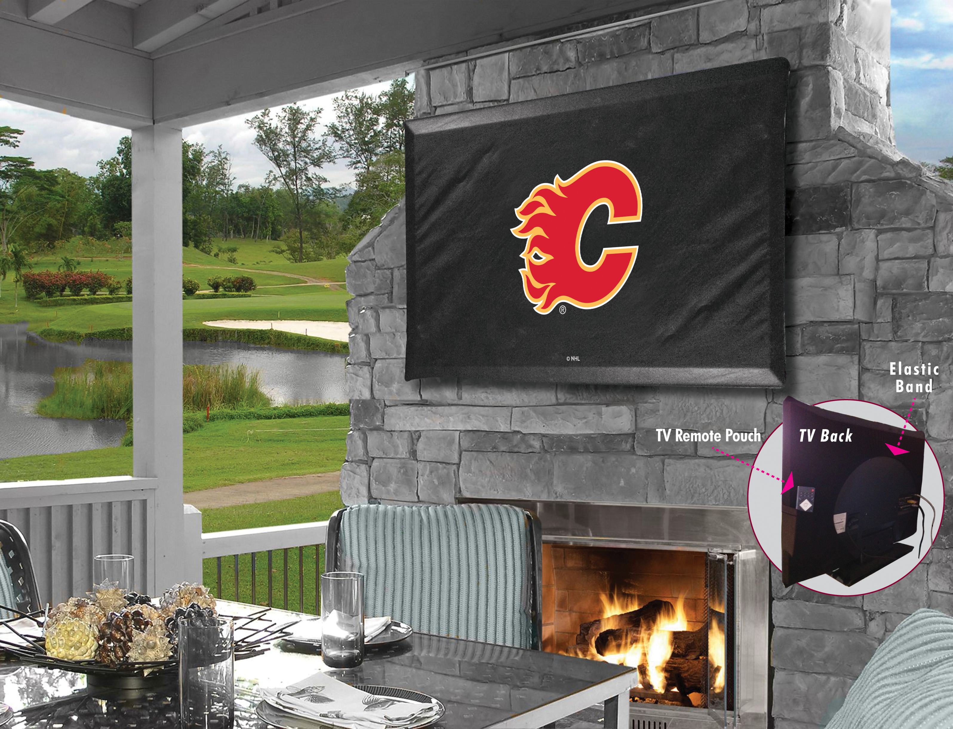 TV60CalFla Calgary Flames Vinyl TV Cover, Black