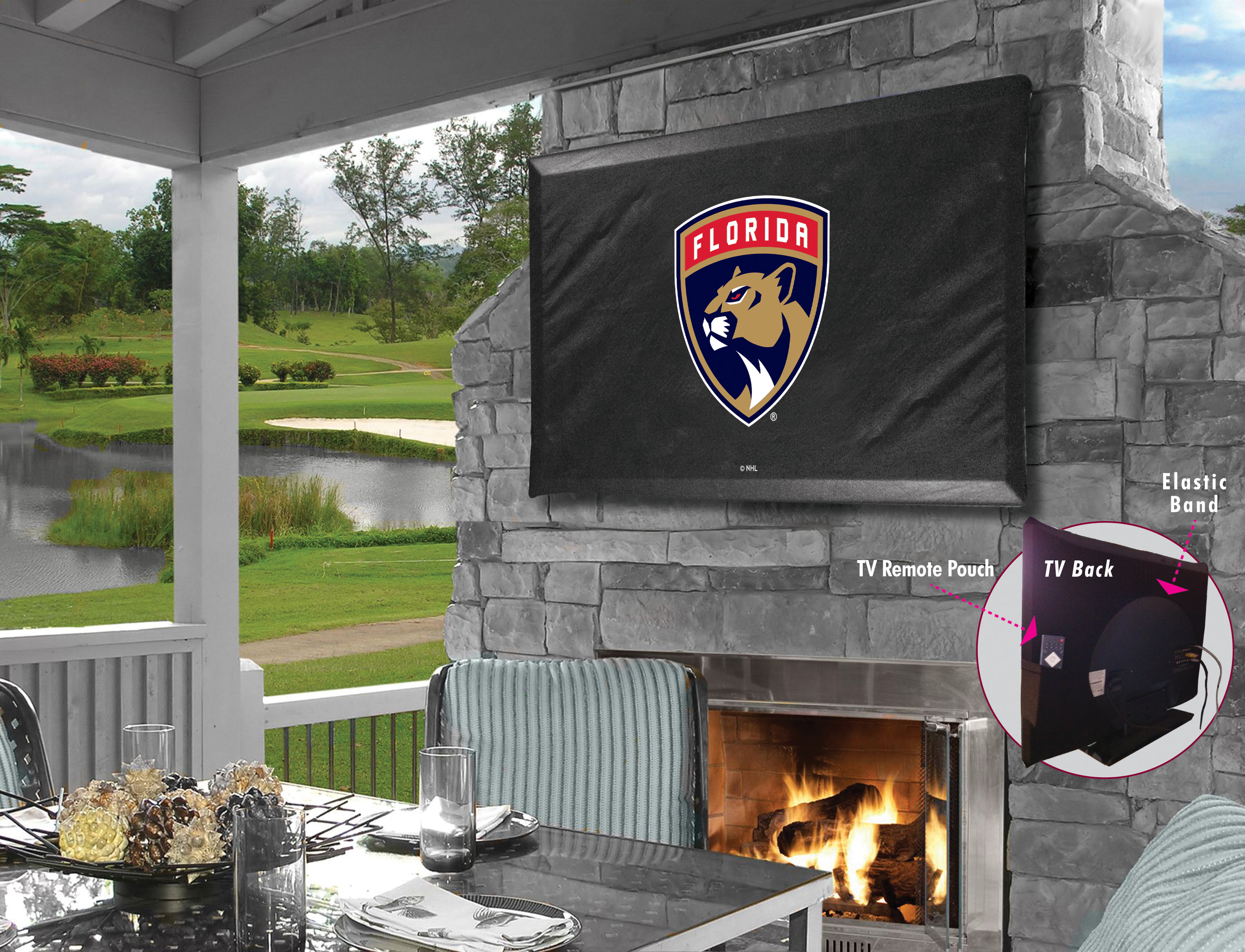 TV60FlaPan Florida Panthers Vinyl TV Cover, Black