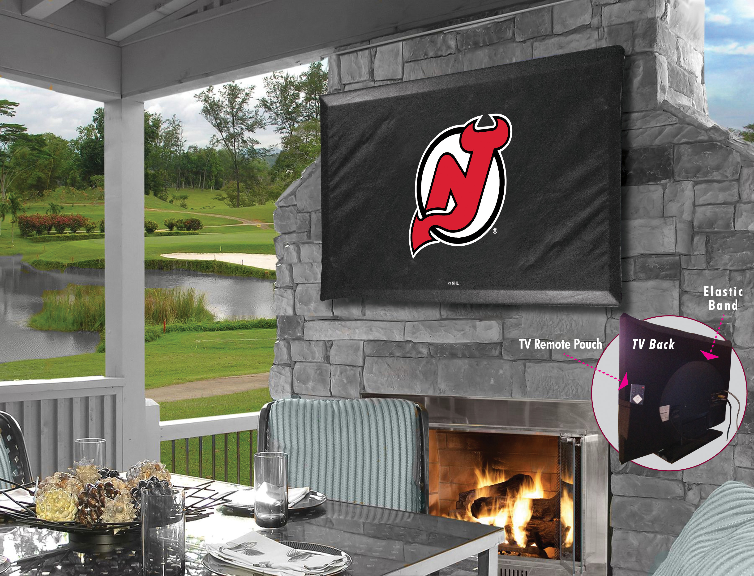 TV50NJDevl New Jersey Devils Vinyl TV Cover, Black