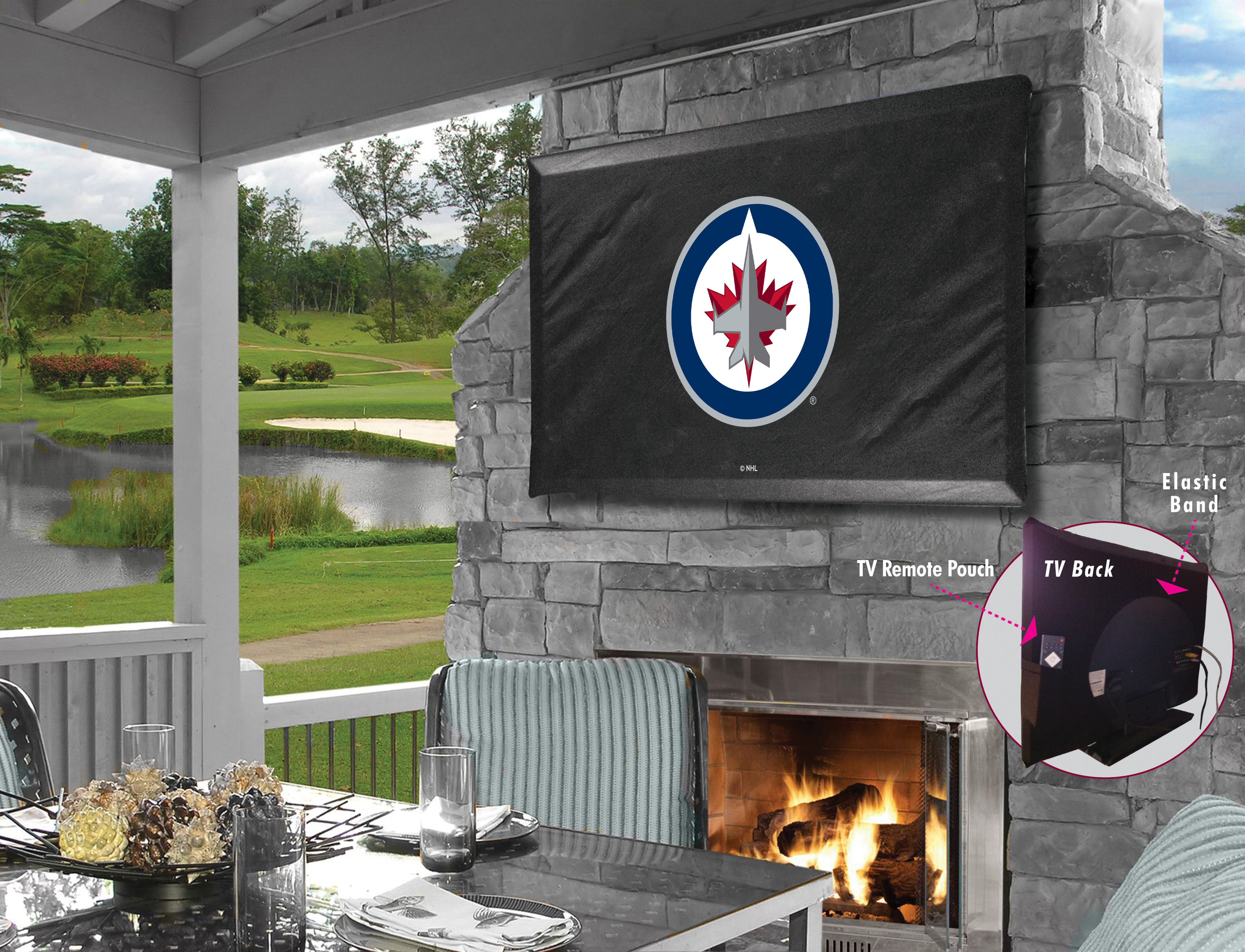TV40WinJet Winnipeg Jets Vinyl TV Cover, Black