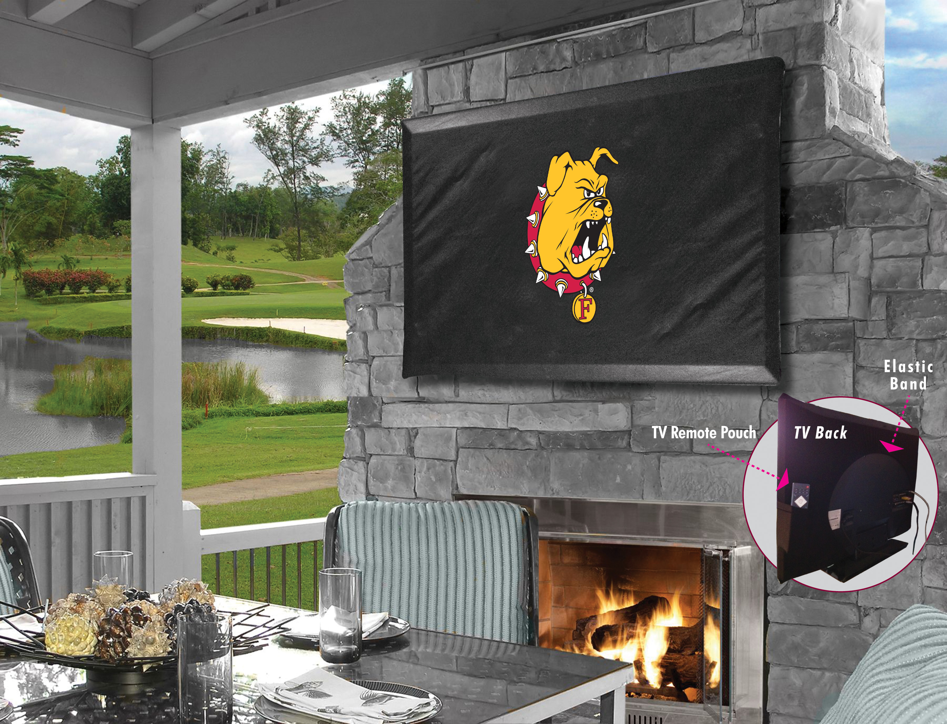 TV40FerrSt Ferris State University Vinyl TV Cover, Black