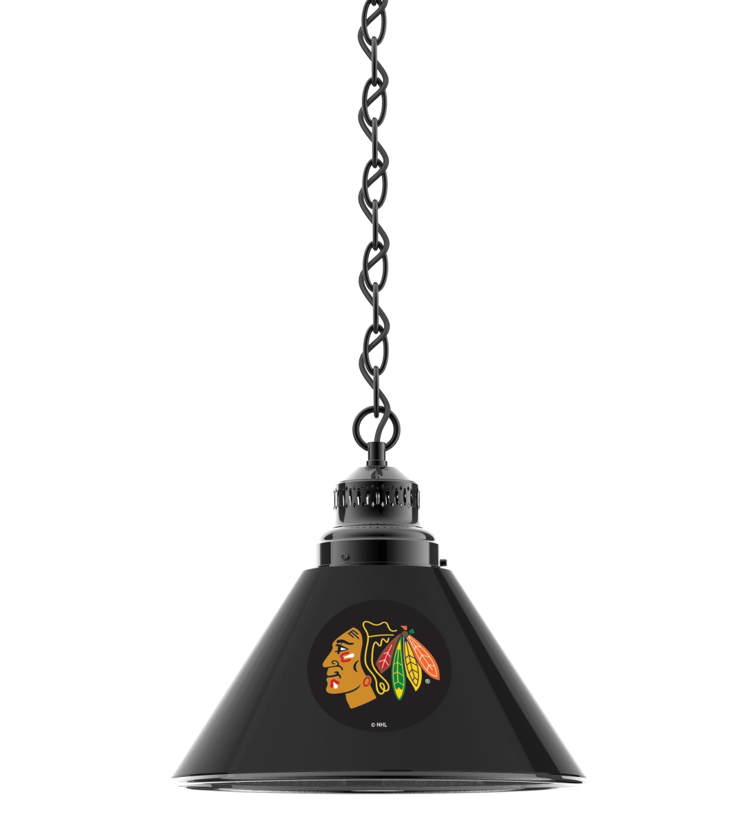 Picture of Holland Bar Stool BL1BKChiHwk-B NHL Chicago Blackhawks Single Shade Pendant Light with Black Shades - Black