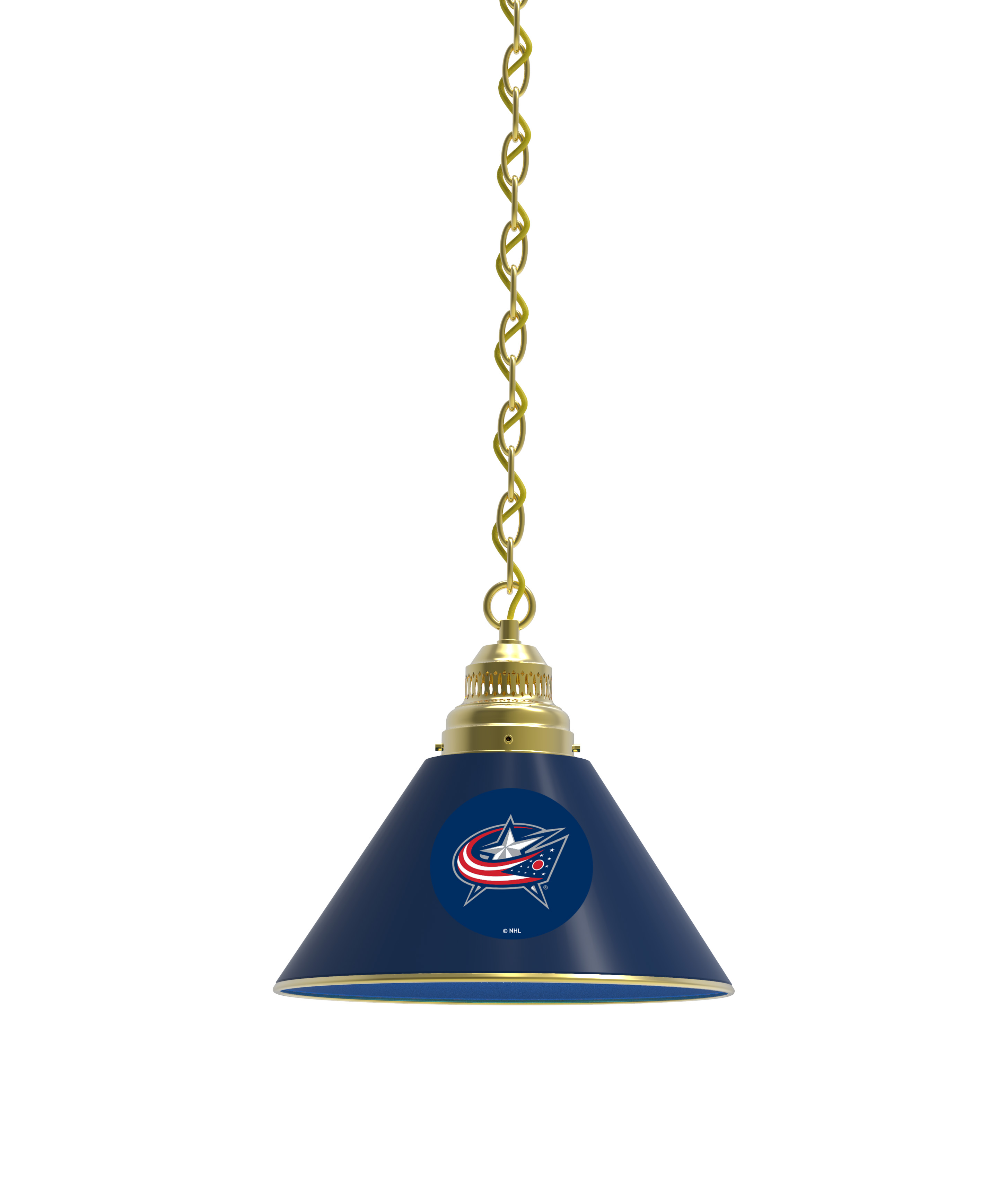 BL1BRColBlu NHL Columbus Blue Jackets Single Shade Pendant Light - Brass