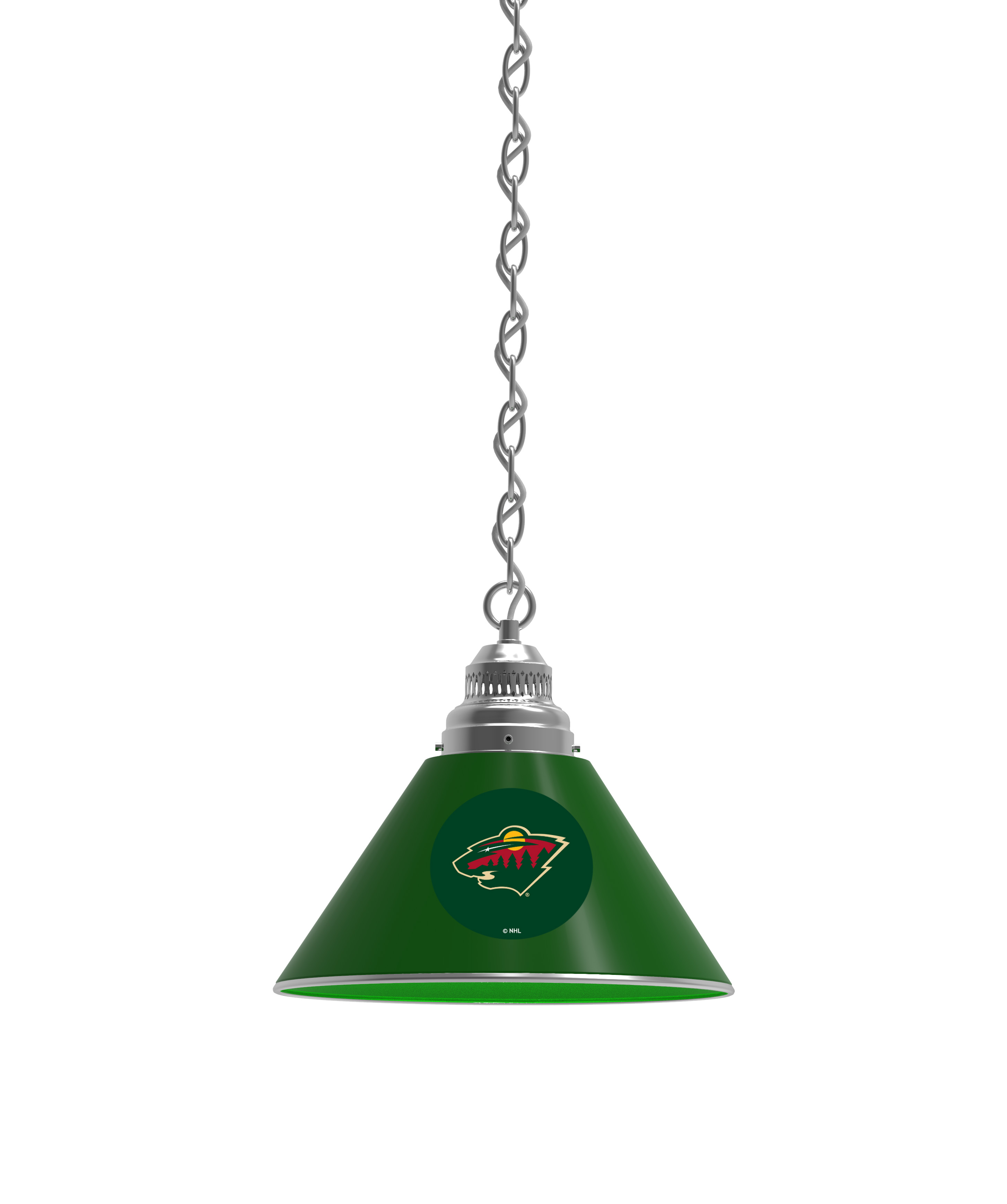 BL1CHMinWld NHL Minnesota Wild Single Shade Pendant Light - Chrome