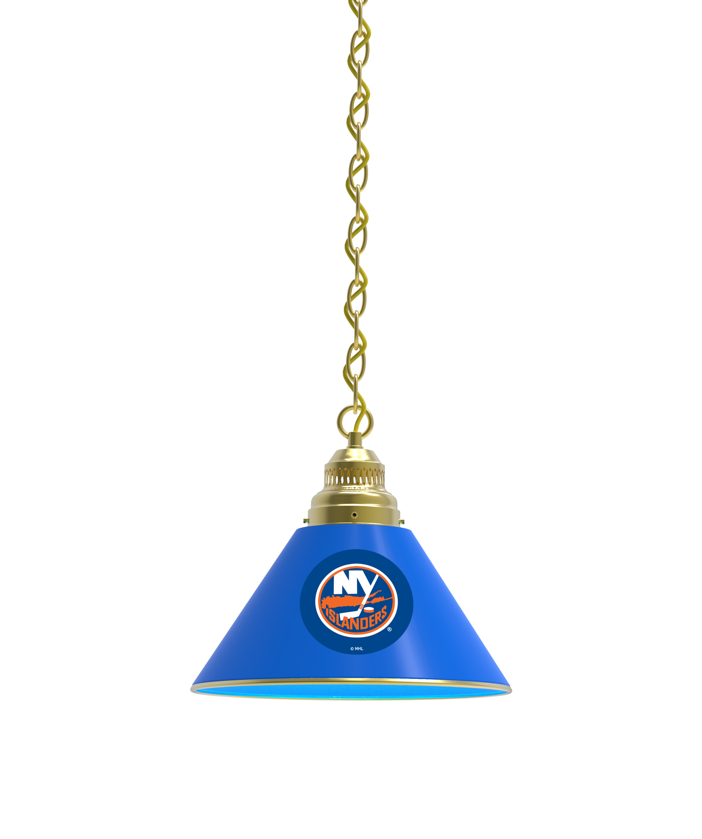 BL1BRNYIsln NHL New York Islanders Single Shade Pendant Light - Brass