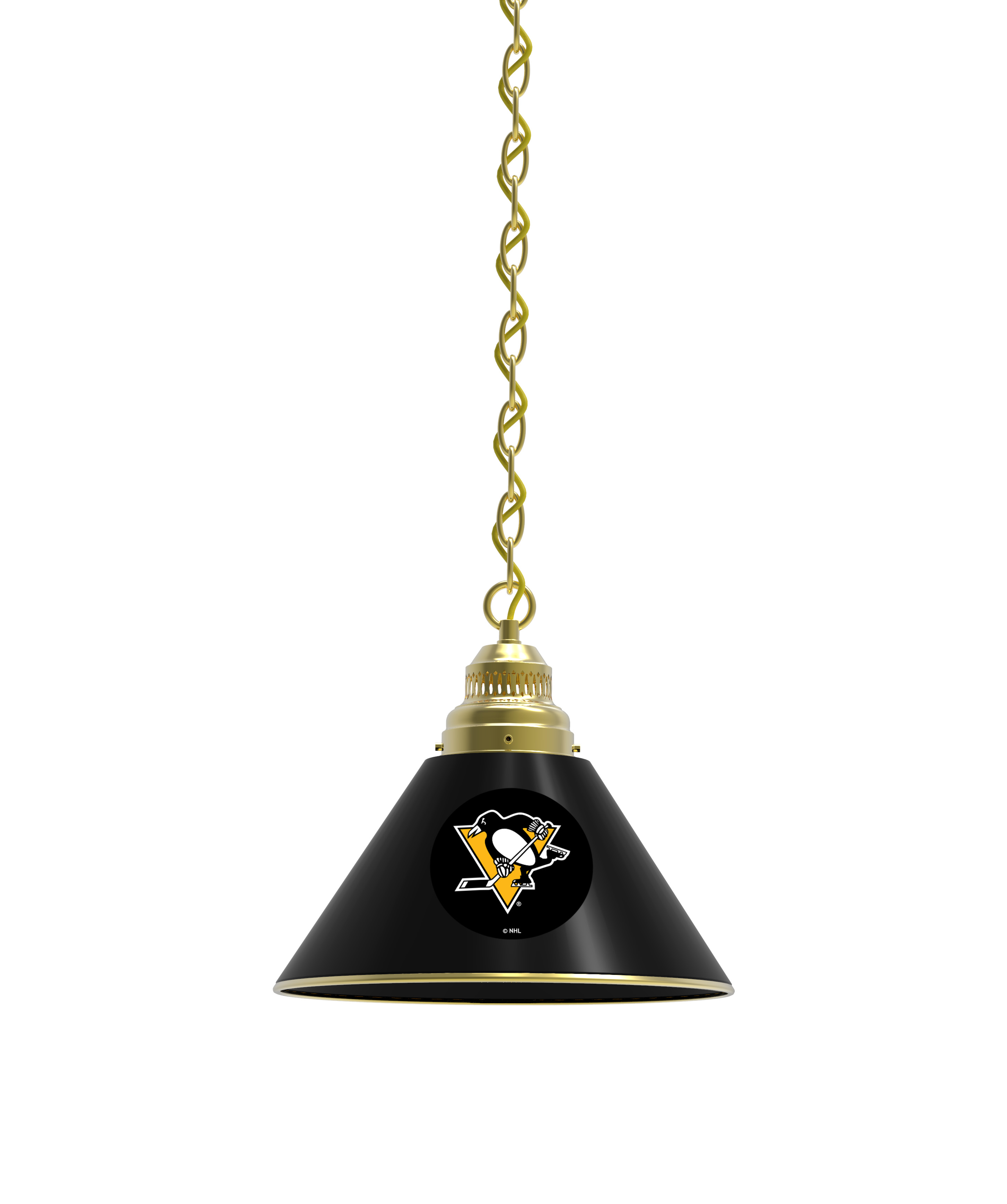 BL1BRPitPen NHL Pittsburgh Penguins Single Shade Pendant Light - Brass