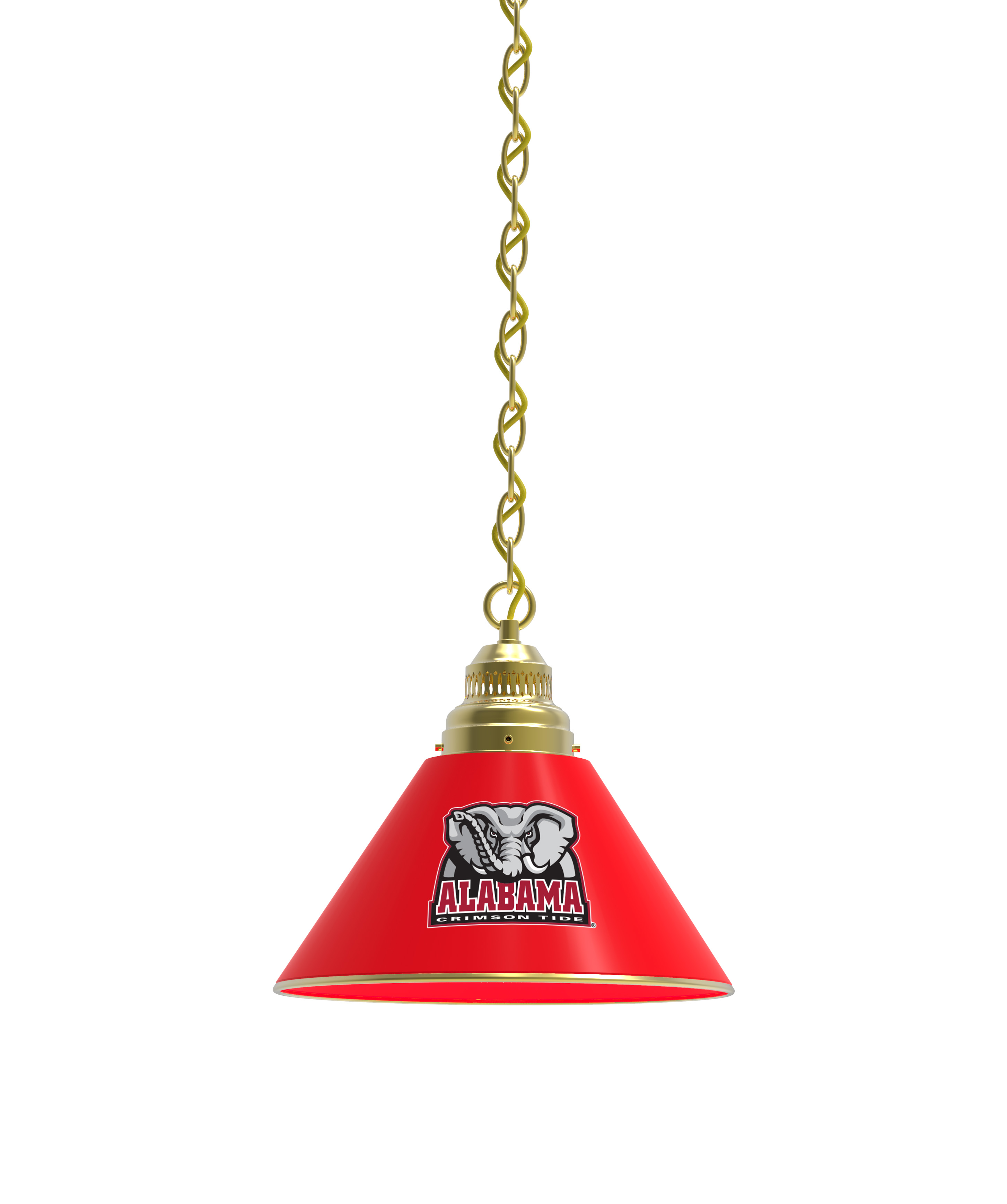 BL1BRAL-Ele NCAA Alabama Crimson Tide Single Shade Pendant Light - Brass
