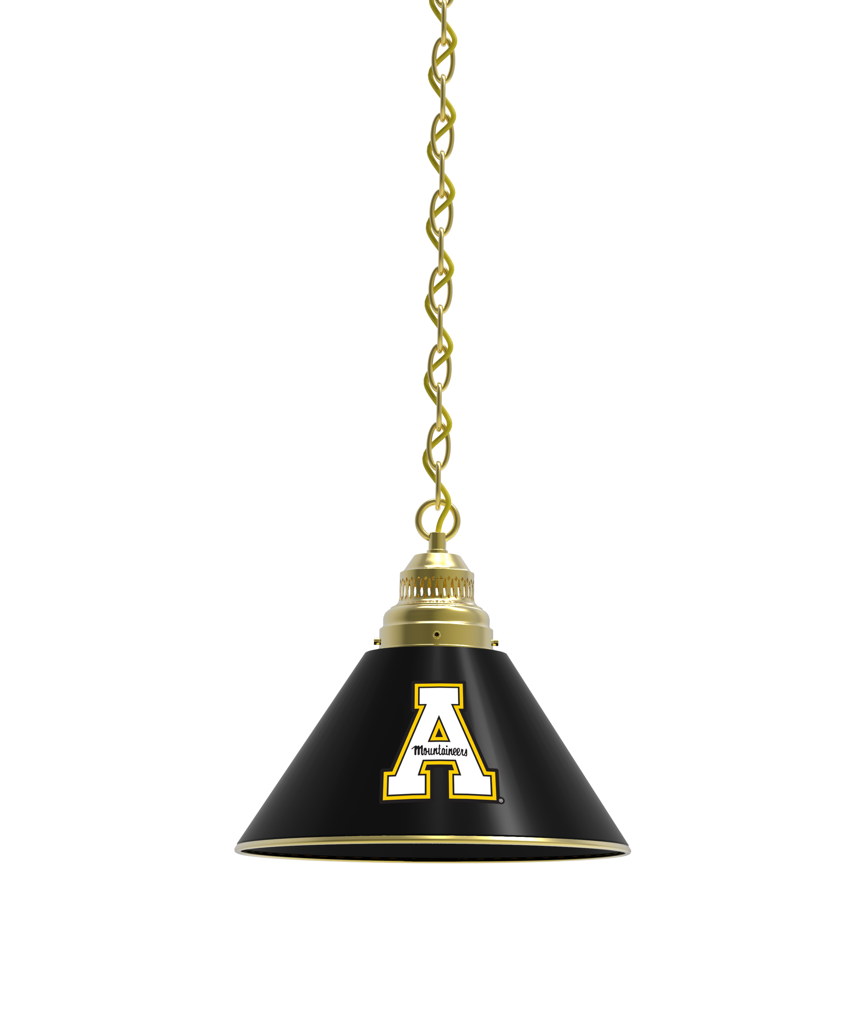 BL1BRAppStU NCAA Appalachian State University Single Shade Pendant Light - Brass