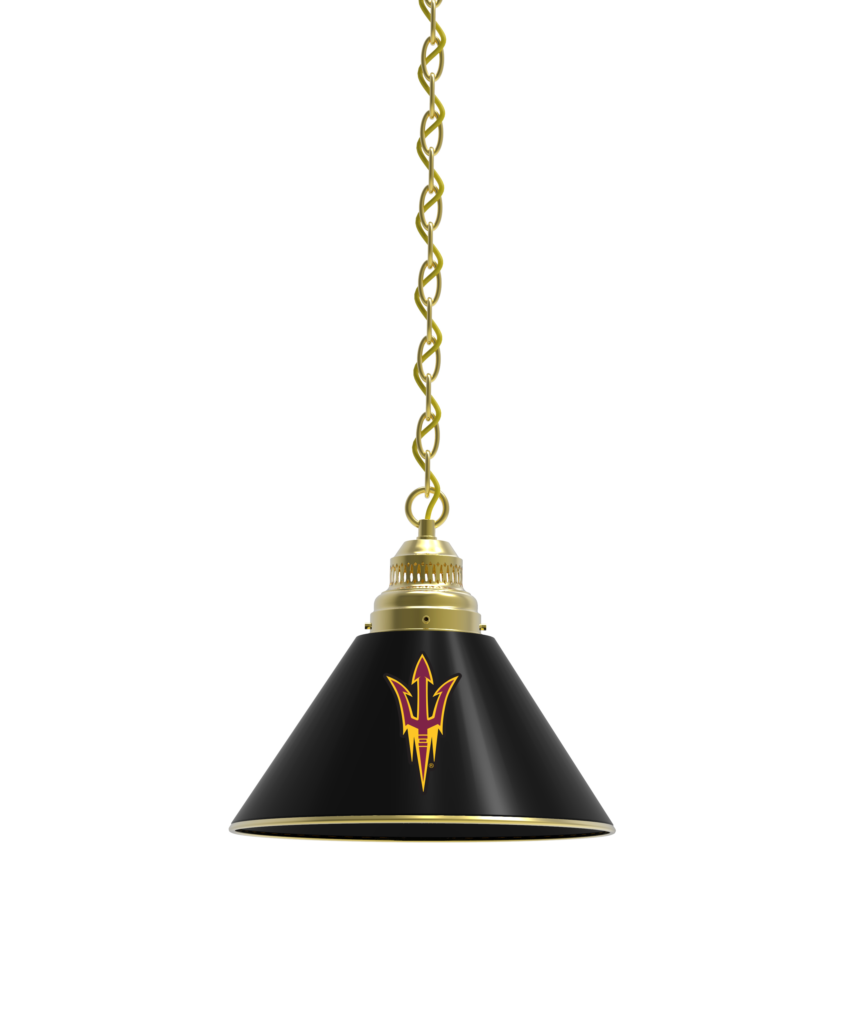 BL1BRArizSt-F NCAA Arizona State University Single Shade Pendant Light with Pitchfork Logo - Brass