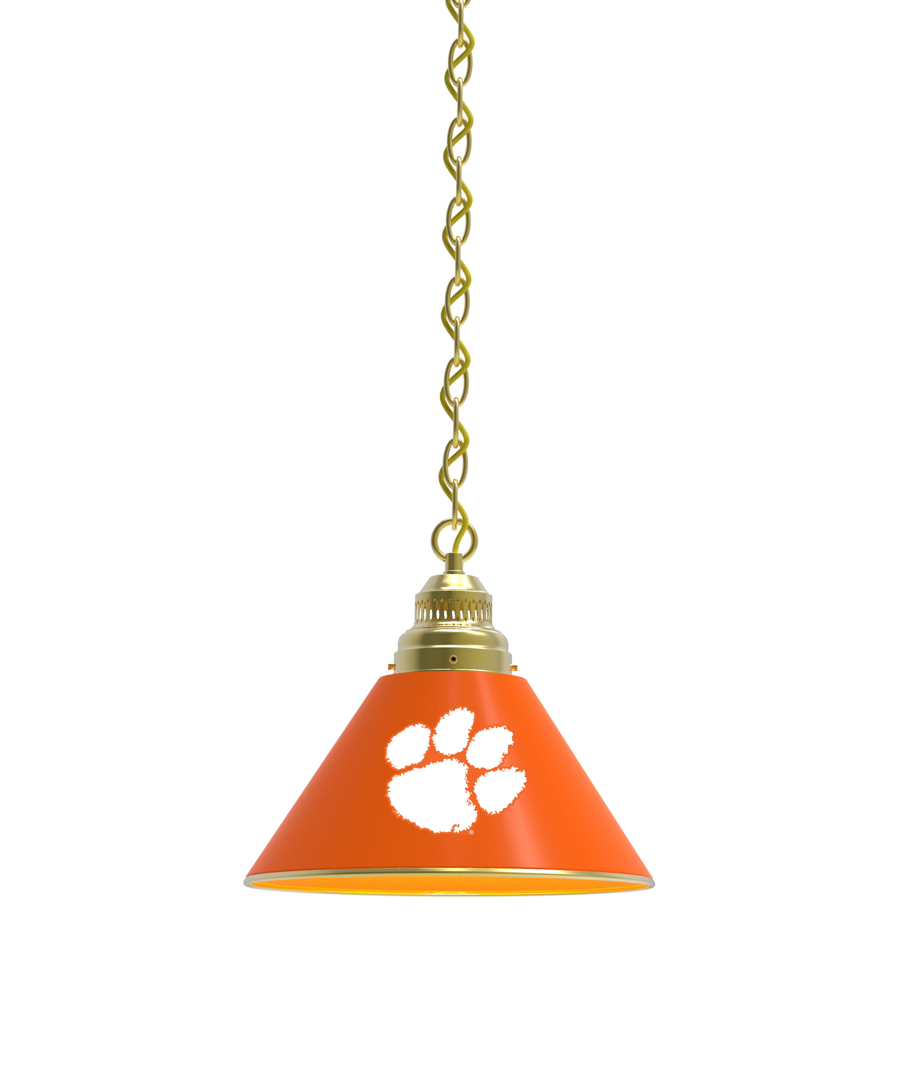 BL1BRClmson NCAA Clemson University Single Shade Pendant Light - Brass