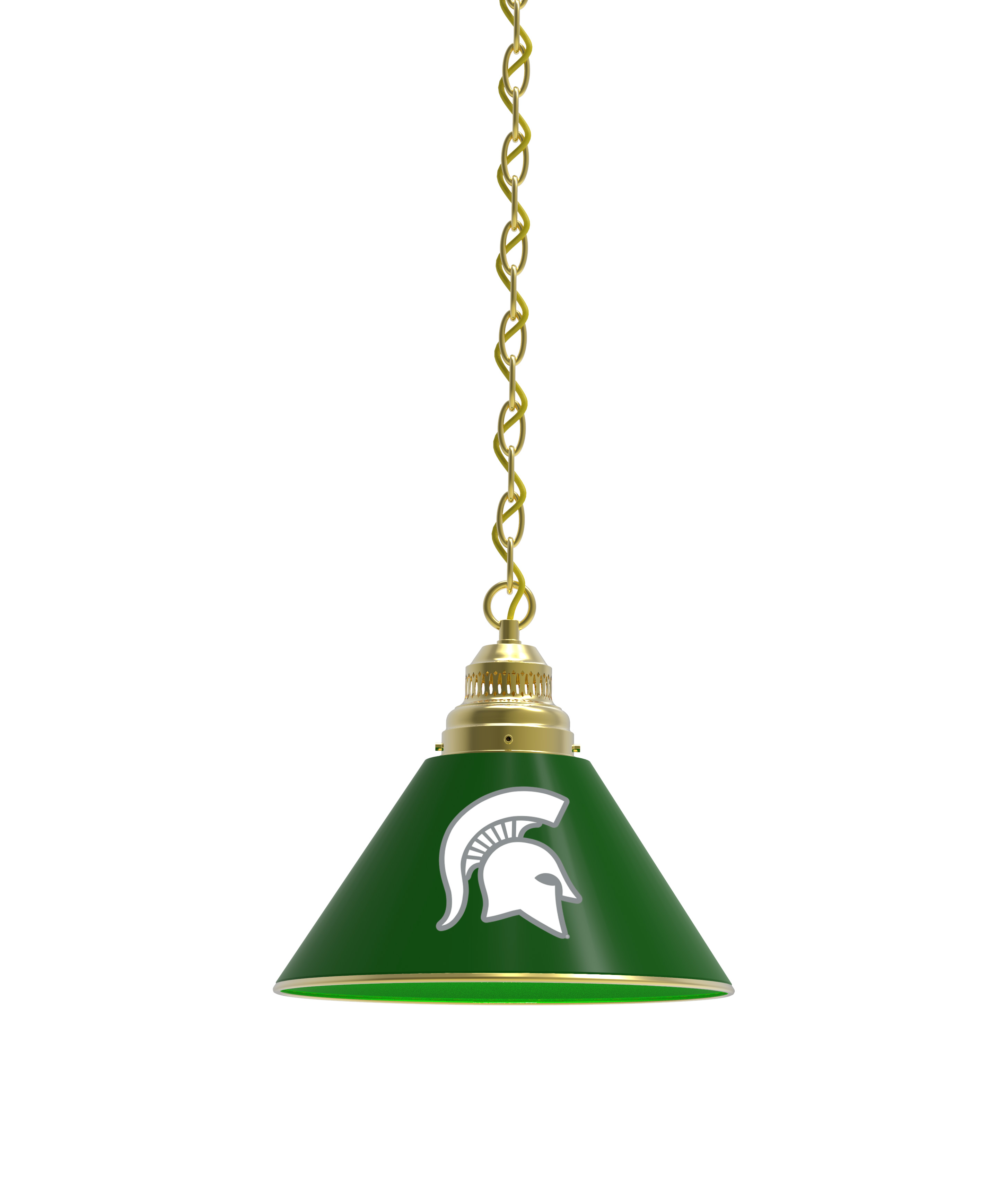 BL1BRMichSt NCAA Michigan State University Single Shade Pendant Light - Brass