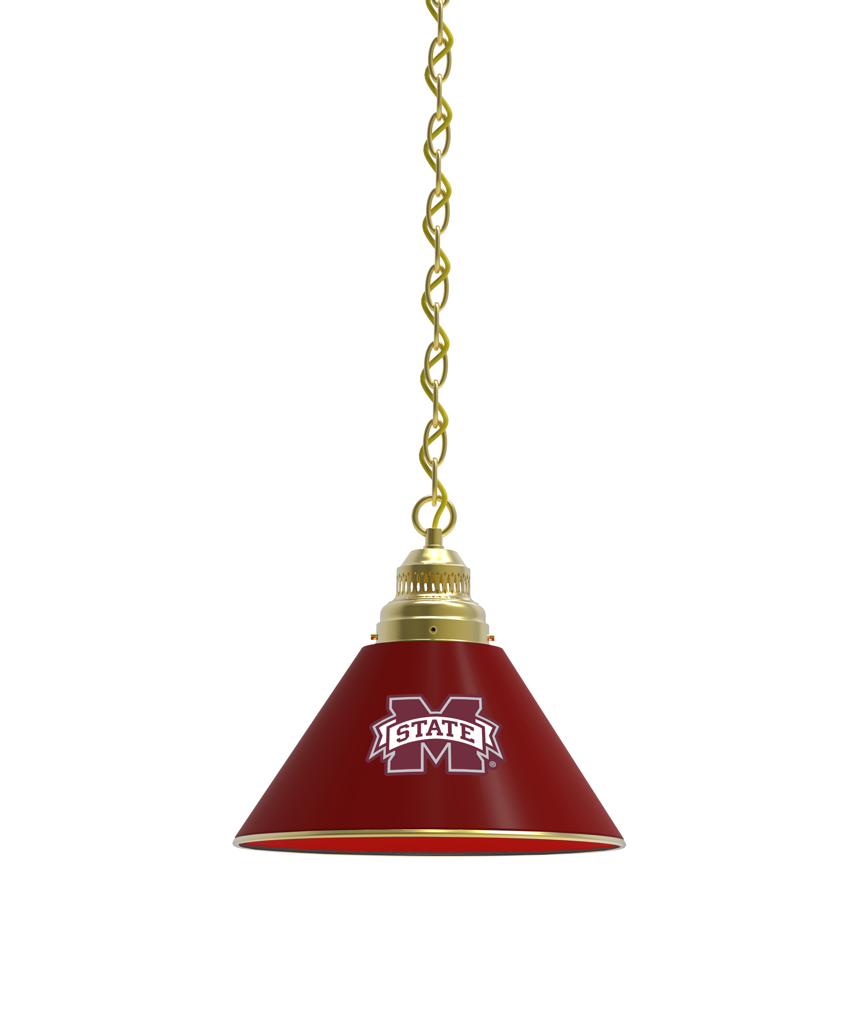 BL1BRMssStU NCAA Mississippi State University Single Shade Pendant Light - Brass