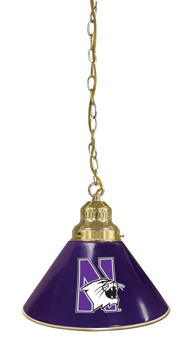 BL1BRNthwst NCAA Northwestern University Single Shade Pendant Light - Brass