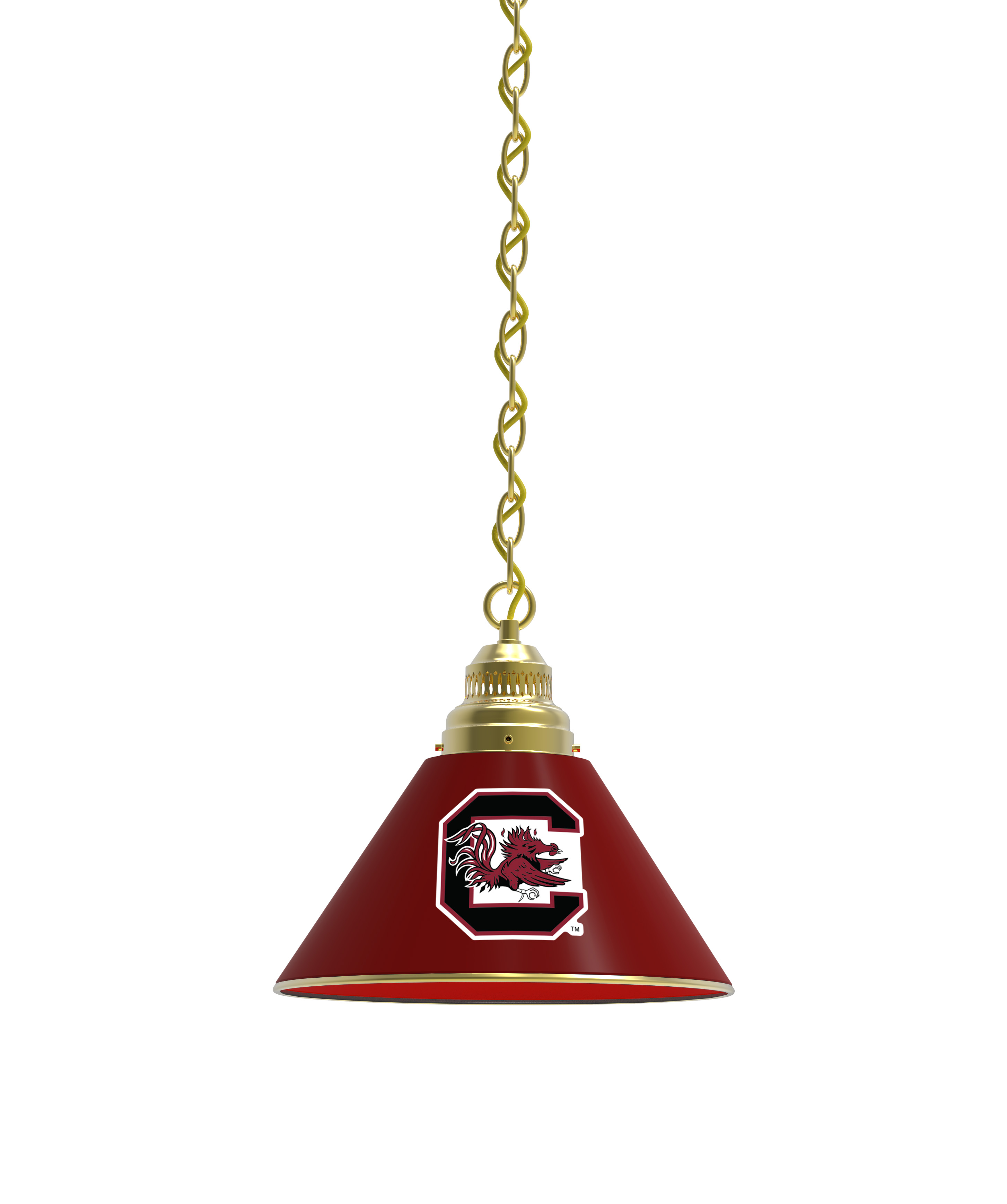 BL1BRSouCar NCAA South Carolina Single Shade Pendant Light - Brass