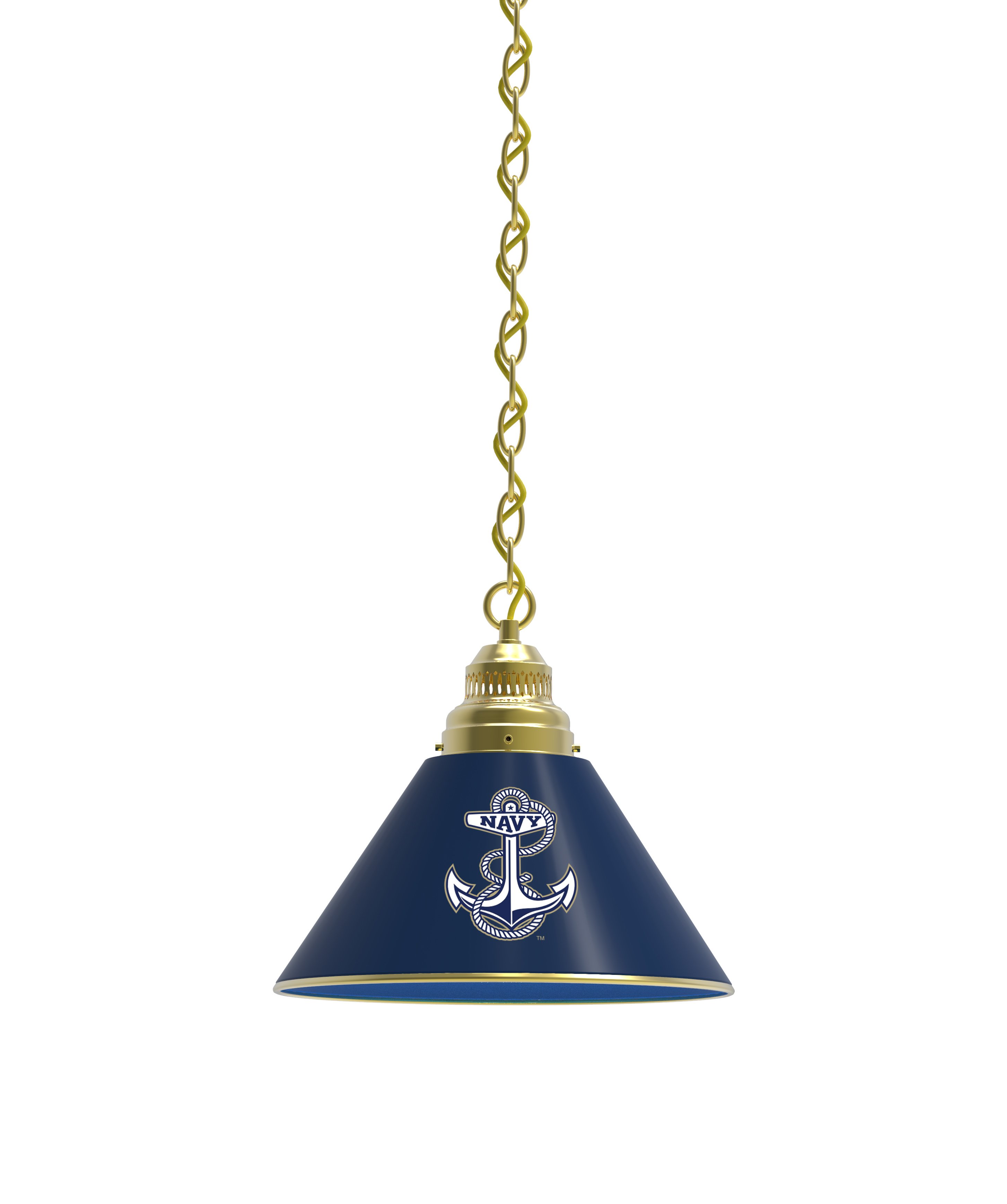 BL1BRUSNavA US Naval Academy Navy Single Shade Pendant Light - Brass