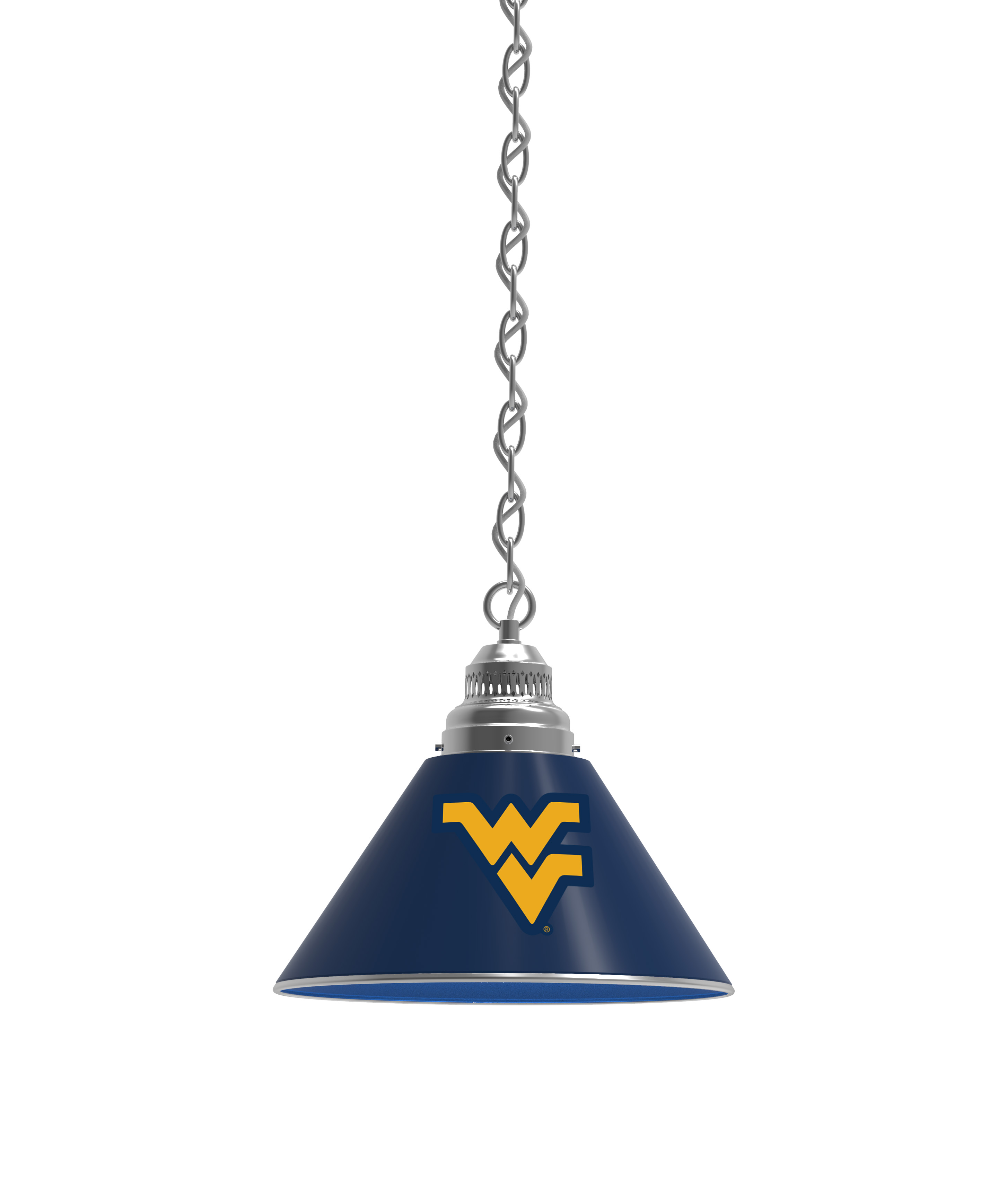 BL1CHWestVA NCAA West Virginia University Single Shade Pendant Light - Chrome