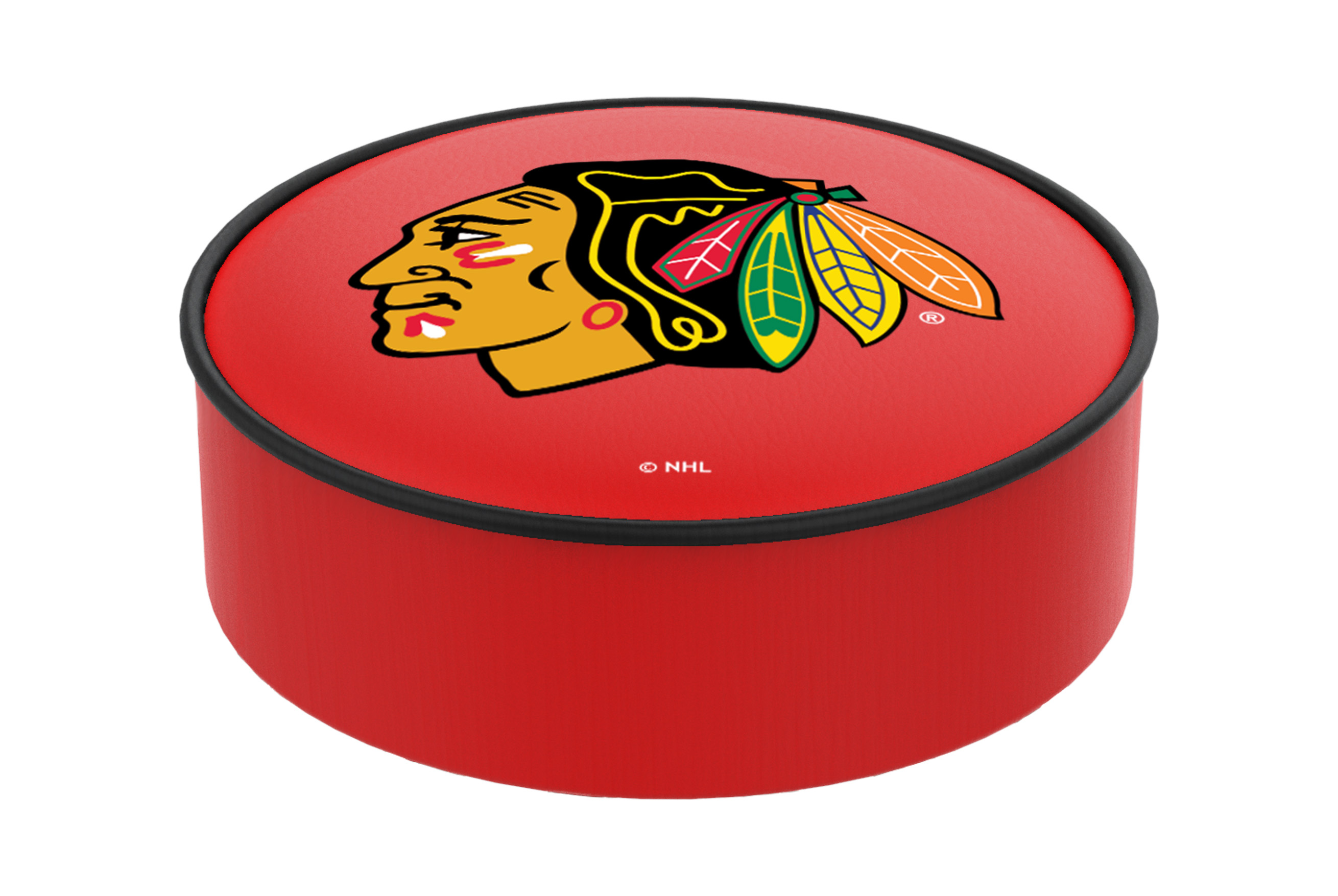 BSCChiHwk-R Chicago Blackhawks Bar Stool Seat Cover Red Background