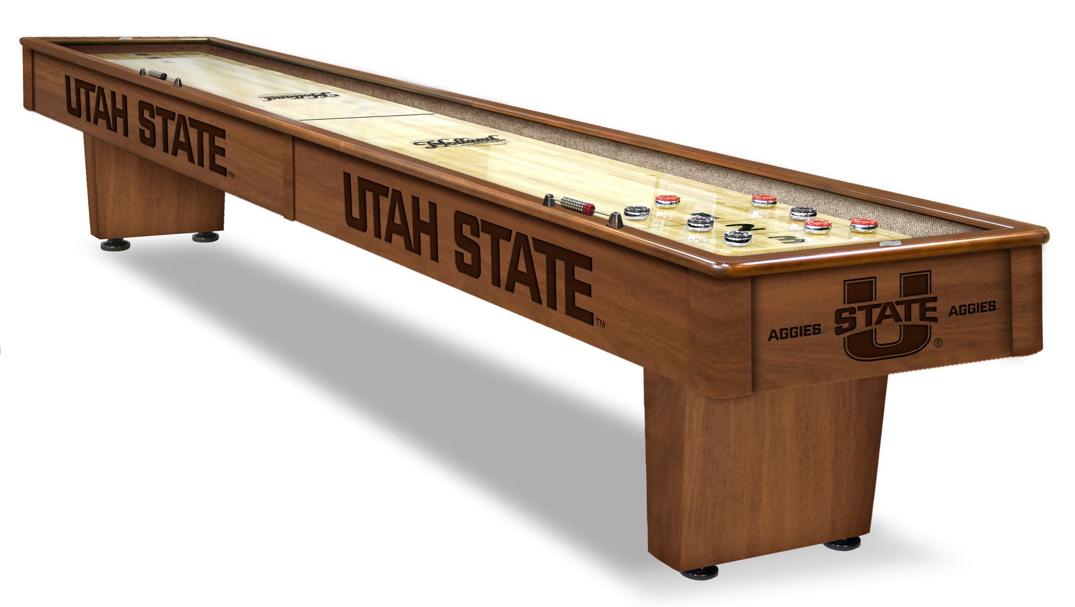 SB12ChrdUtahSt Utah State 12 ft. Shuffleboard Table