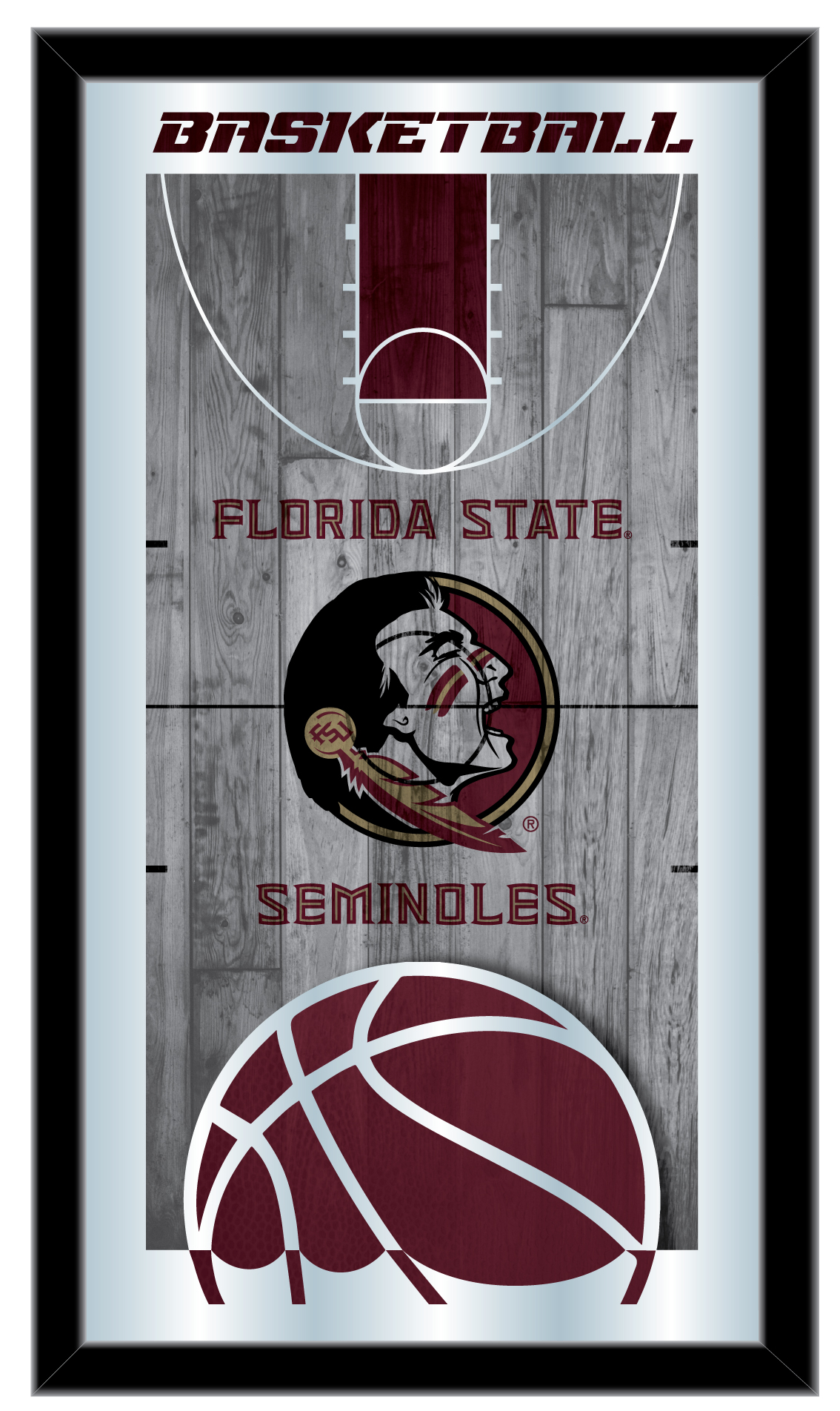 MBsktFlorSt Florida State 15 x 26 in. Basketball Mirror