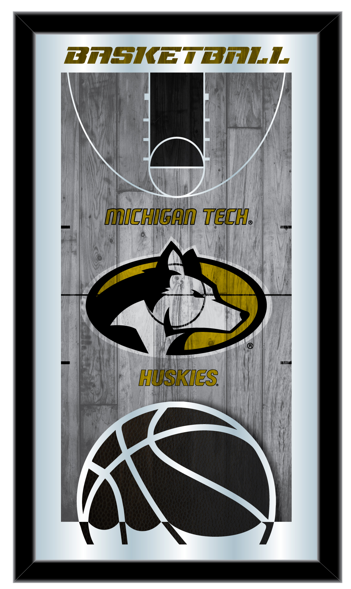 MBsktMITech Michigan Tech 15 x 26 in. Basketball Mirror