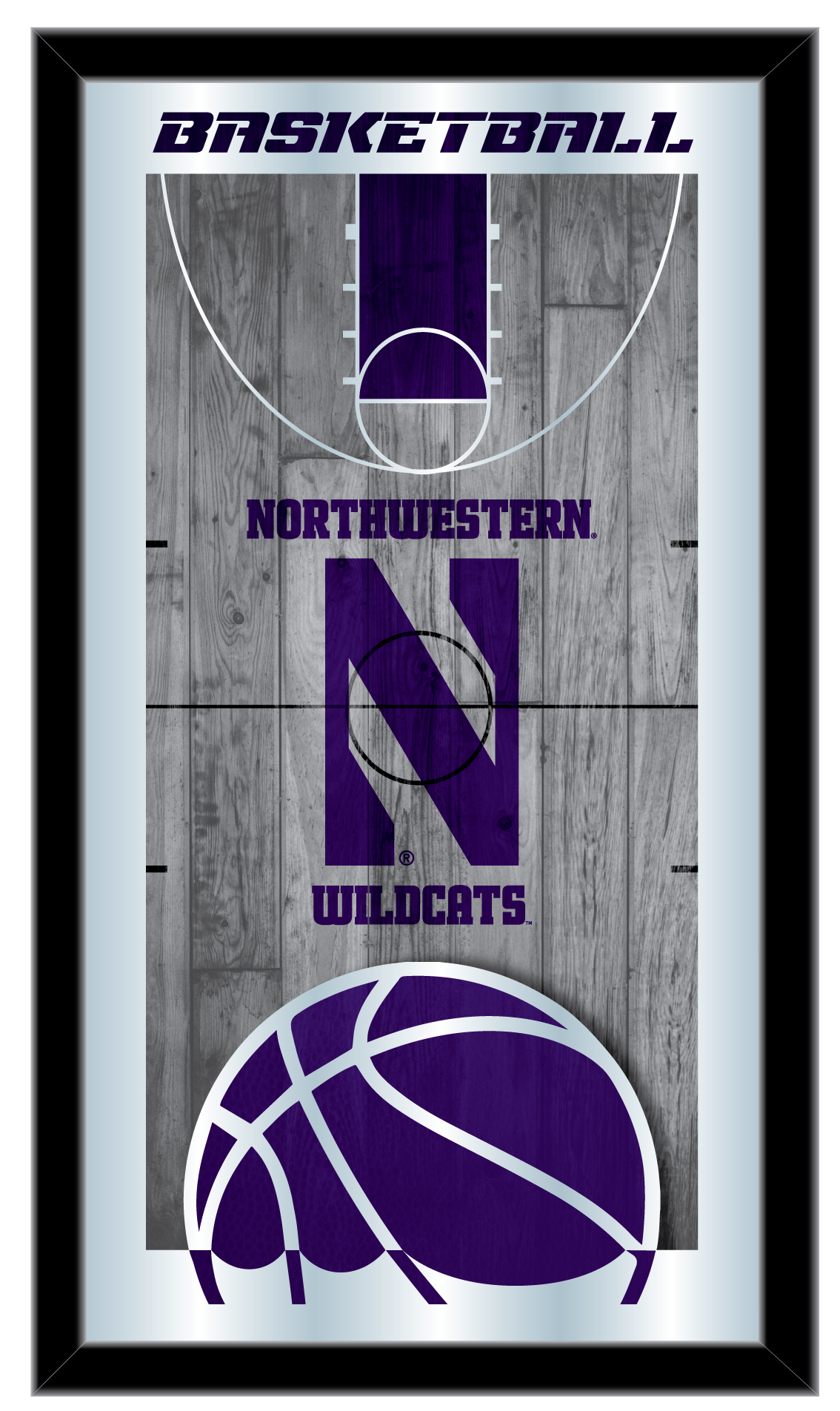 Picture of Holland Bar Stool MBsktNthwst Northwestern 15 x 26 in. Basketball Mirror