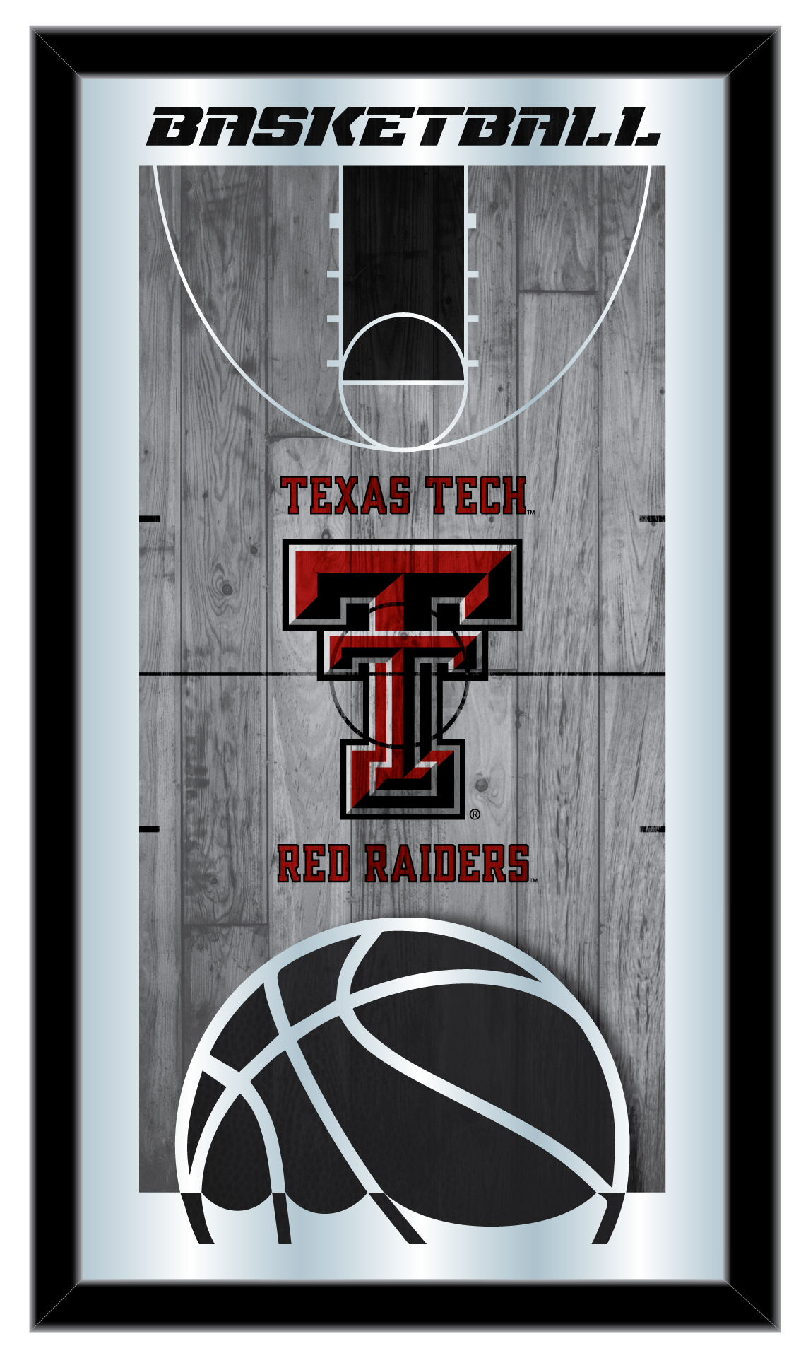 MBsktTXTech Texas Tech 15 x 26 in. Basketball Mirror