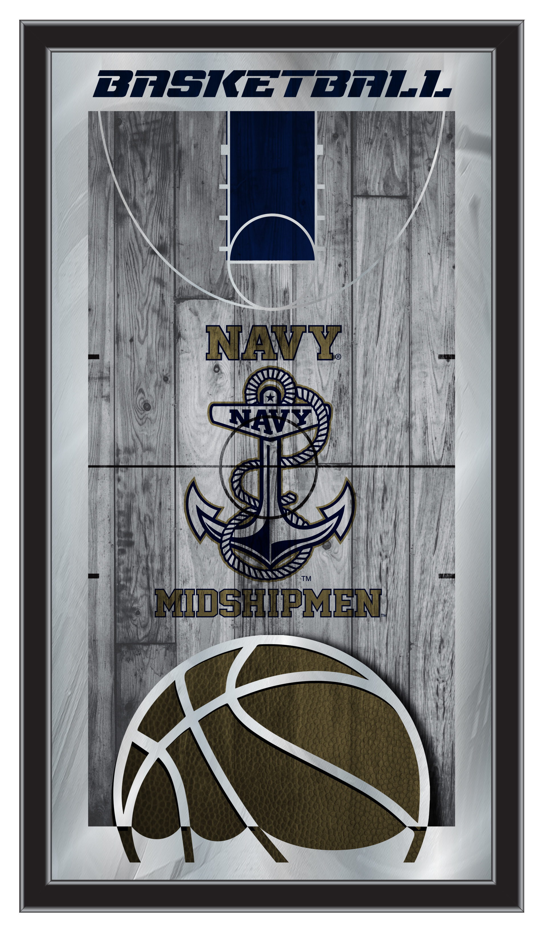 MBsktUSNavA US Naval Academy NAVY 15 x 26 in. Basketball Mirror