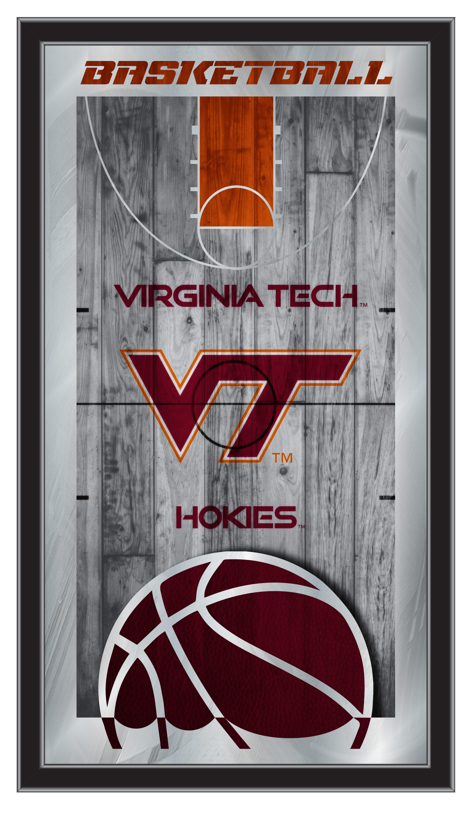 MBsktVATech Virginia Tech 15 x 26 in. Basketball Mirror