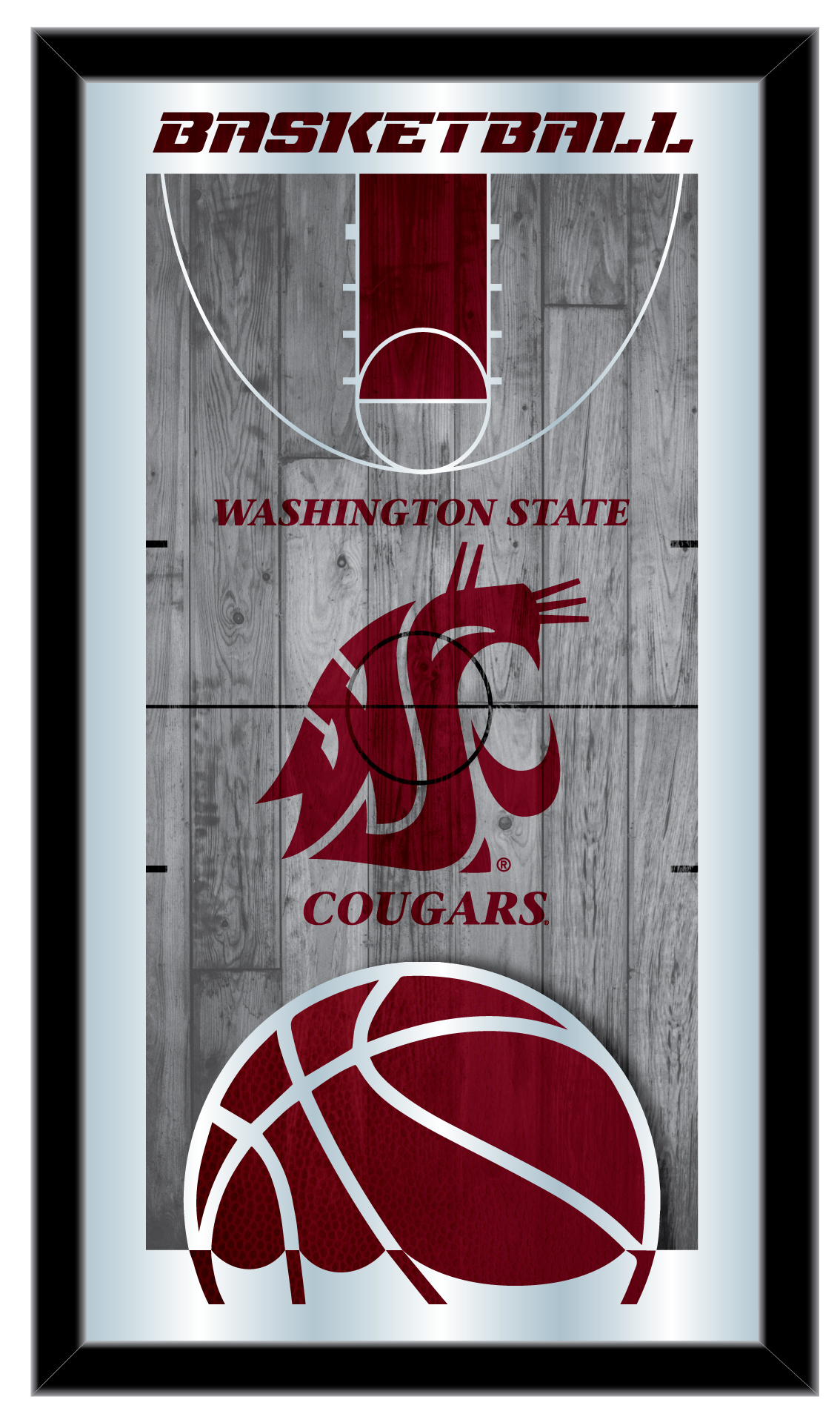 MBsktWashSt Washington State 15 x 26 in. Basketball Mirror