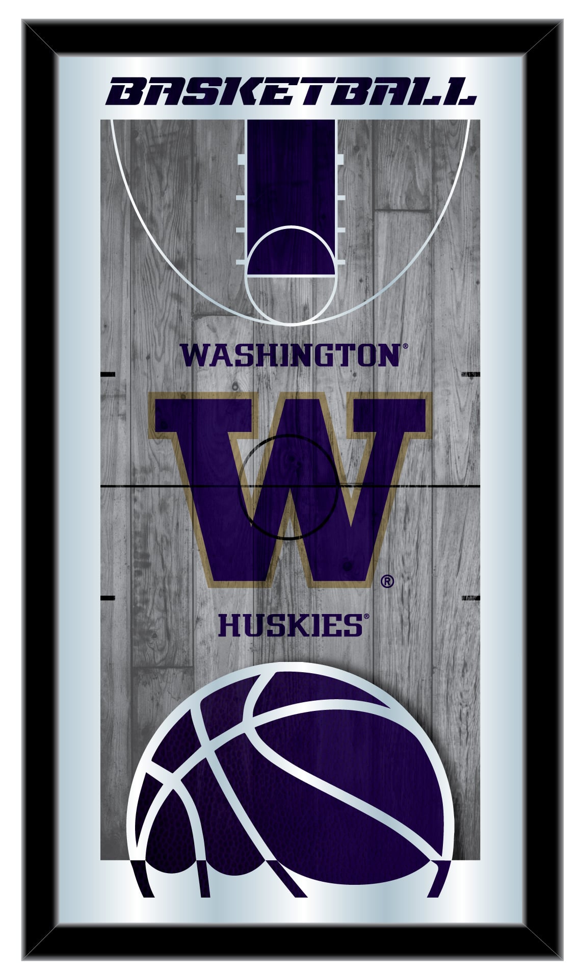 MBsktWashUn Washington 15 x 26 in. Basketball Mirror