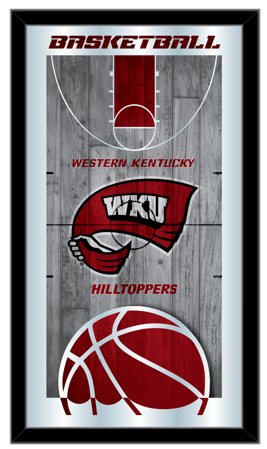 MBsktWestKy Western Kentucky 15 x 26 in. Basketball Mirror