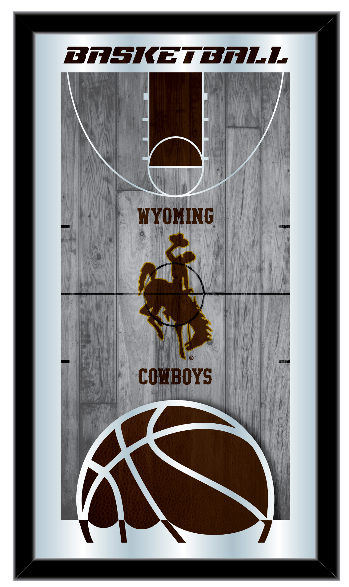 MBsktWymng Wyoming 15 x 26 in. Basketball Mirror
