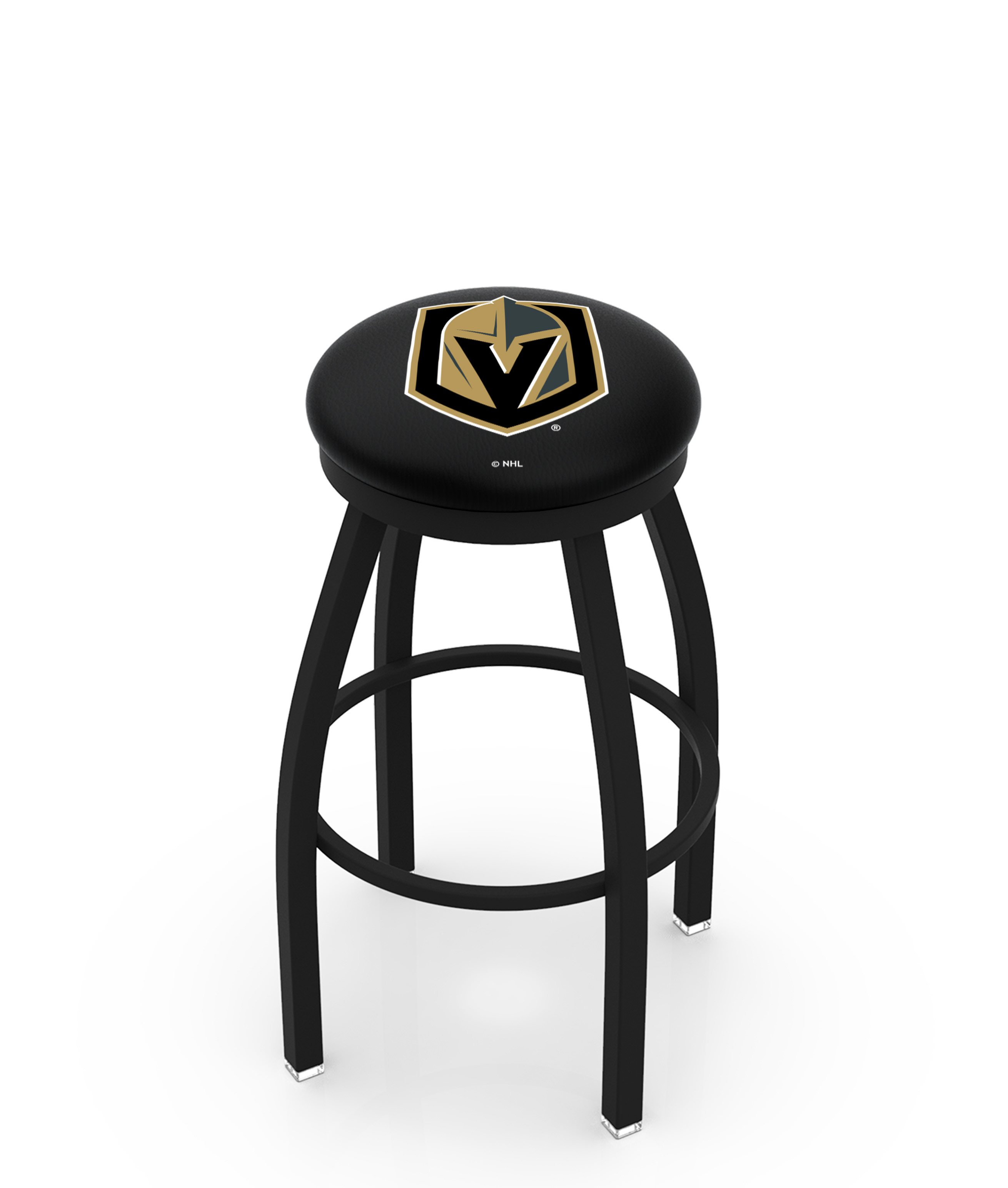L8B2B25LVGdKn 25 in. L8B2B - Black Wrinkle Vegas Golden Knights Swivel Bar Stool with Accent Ring
