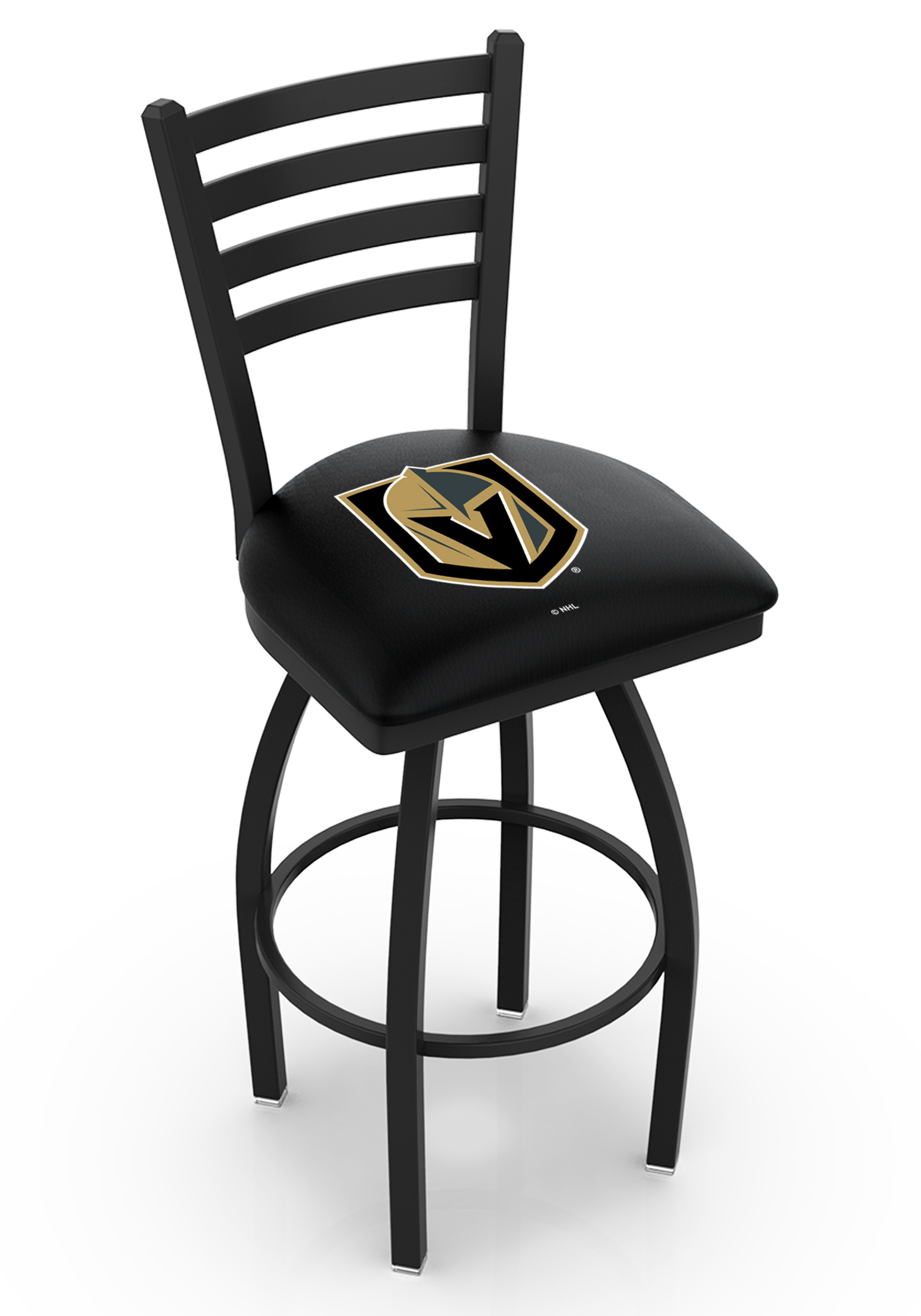 L01425LVGdKn 25 in. L014 - Black Wrinkle Vegas Golden Knights Swivel Bar Stool with Ladder Style Back