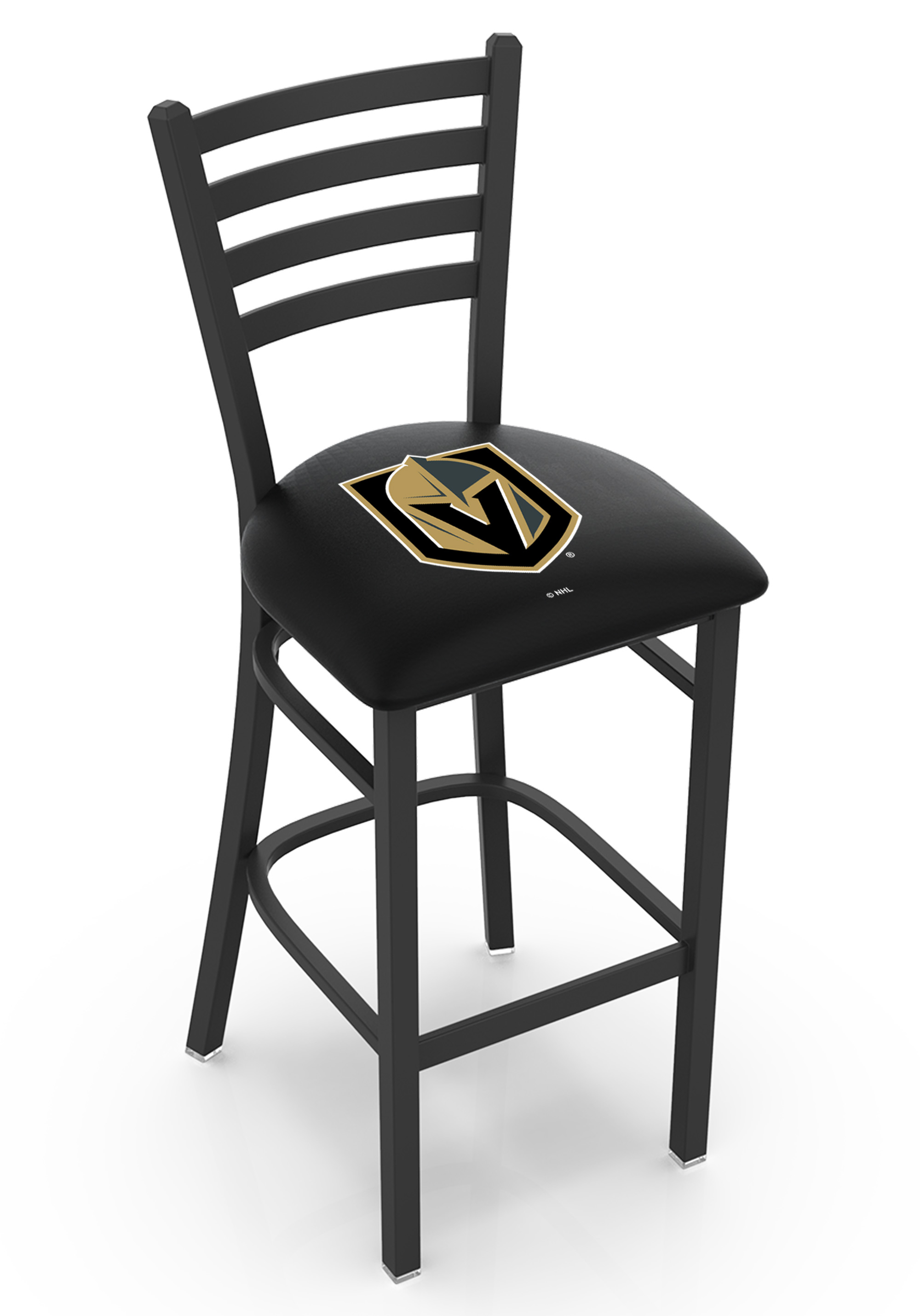 L00425LVGdKn 25 in. L004 - Black Wrinkle Vegas Golden Knights Stationary Counter Stool with Ladder Style Back