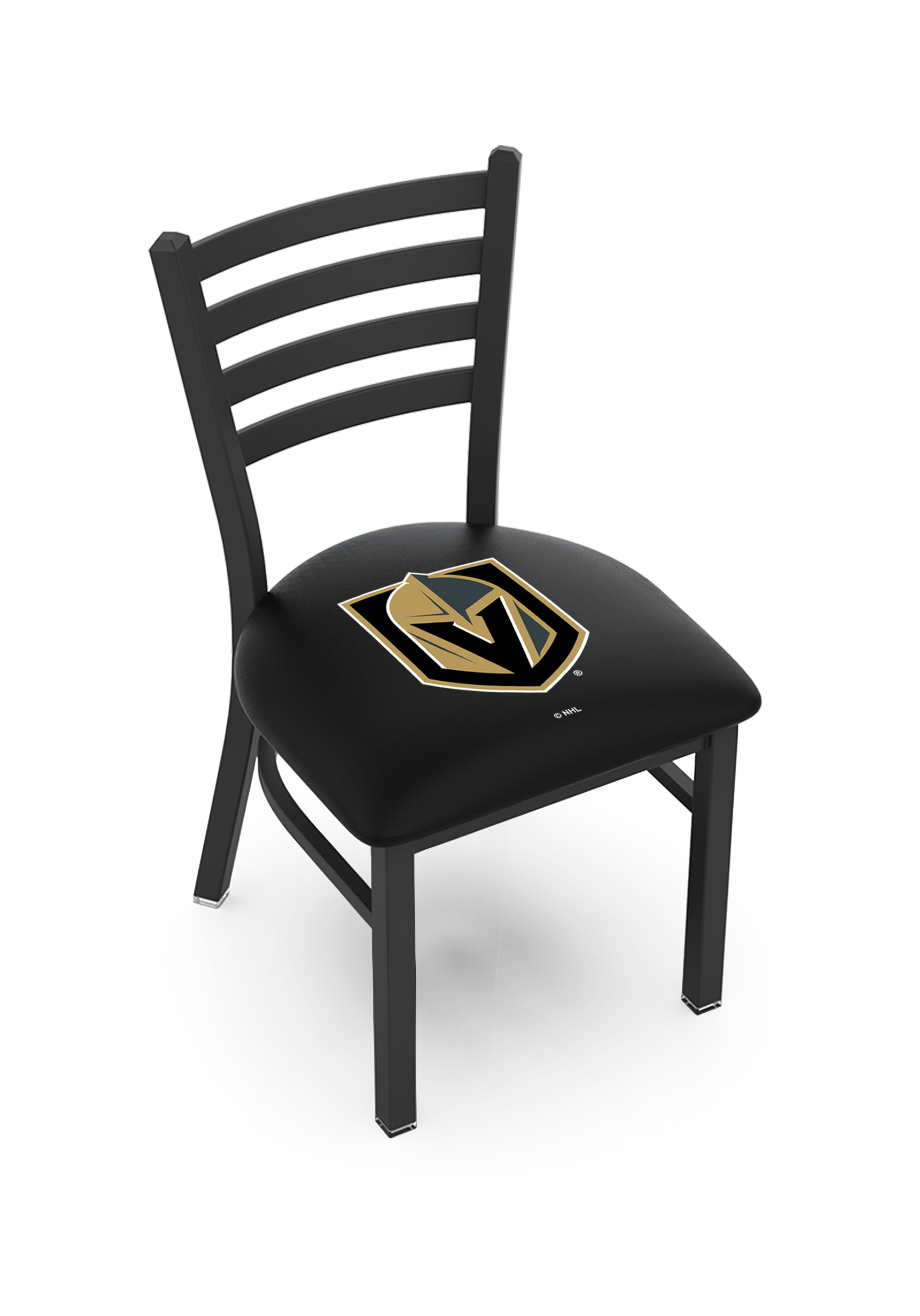 L00418LVGdKn 18 in. L00418 Black Wrinkle Vegas Golden Knights Stationary Chair with Ladder Style Back
