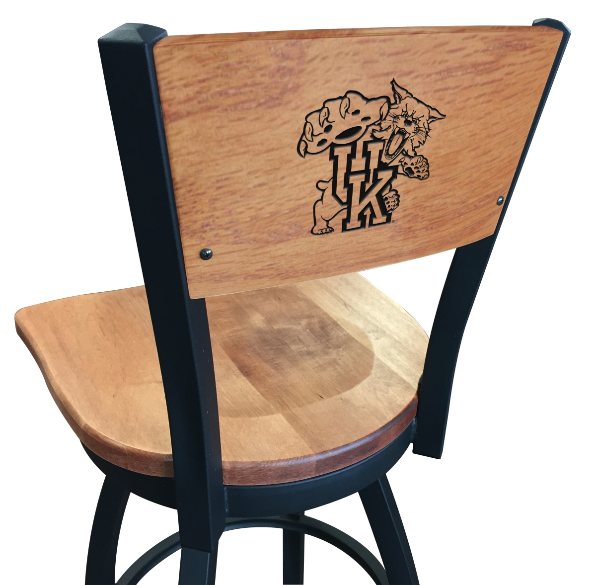 Picture of Holland Bar Stool L03825BWMedMplAUKYCatMedMpl 25 in. L038 - Black Wrinkle Kentucky Wildcat Swivel Bar Stool with Laser Engraved Back
