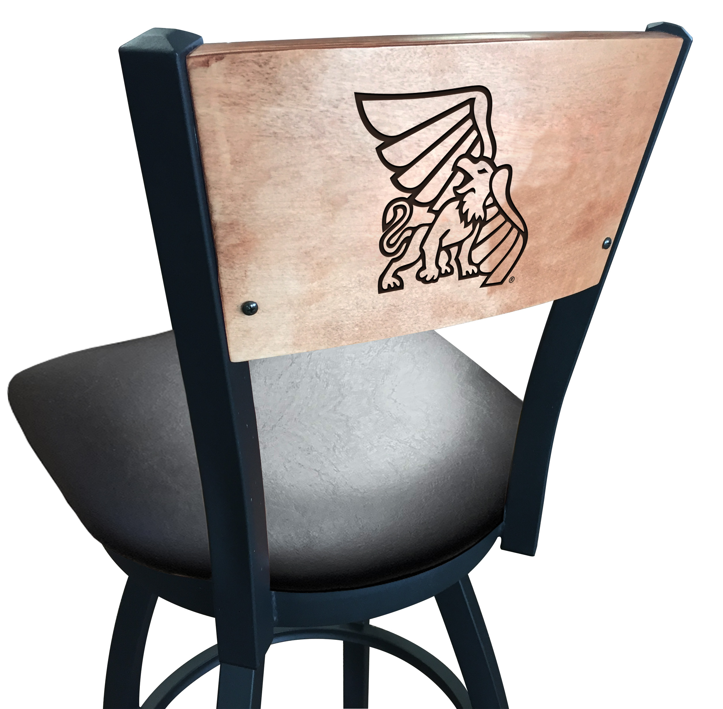Picture of Holland Bar Stool L03830BWMedMplAMOWStBlkVinyl 30 in. L038 - Black Wrinkle Missouri Western State Swivel Bar Stool with Laser Engraved Back