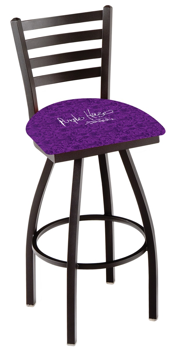 Picture of Holland Bar Stool L01425JimiHPH 25 in. L014 - Black Wrinkle Jimi Hendrix-Purple Haze Swivel Bar Stool with Ladder Style Back