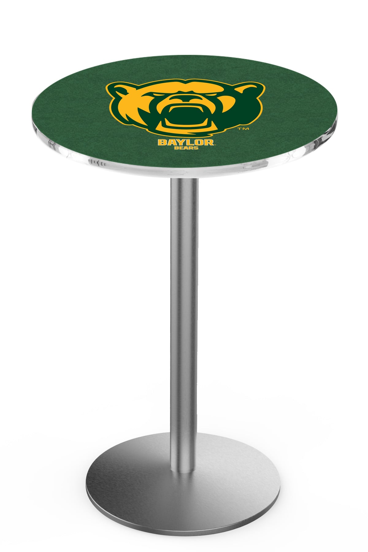L214 Baylor University 42" Tall - 30" Top Pub Table with Stainless Finish