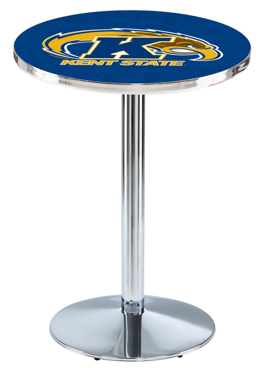 L214 Kent State University 42" Tall - 30" Top Pub Table with Chrome Finish