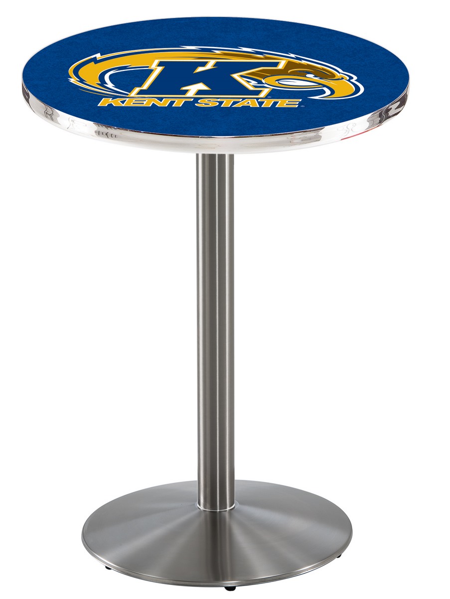 L214 Kent State University 36" Tall - 30" Top Pub Table with Stainless Finish