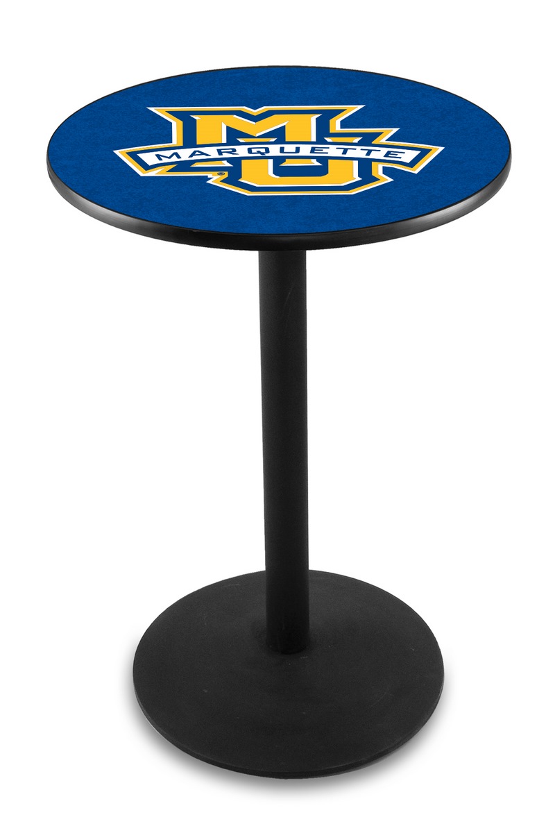 L214 Marquette University 36" Tall - 30" Top Pub Table with Black Wrinkle Finish