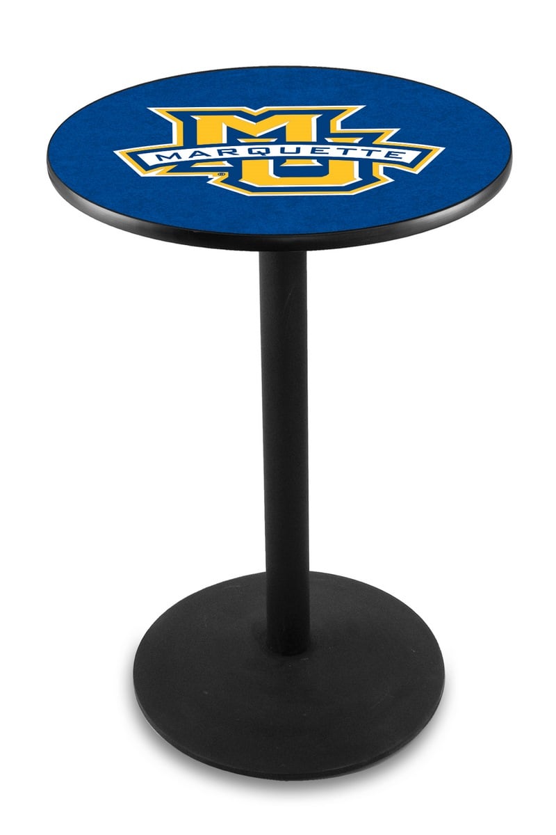 L214 Marquette University 42" Tall - 30" Top Pub Table with Black Wrinkle Finish