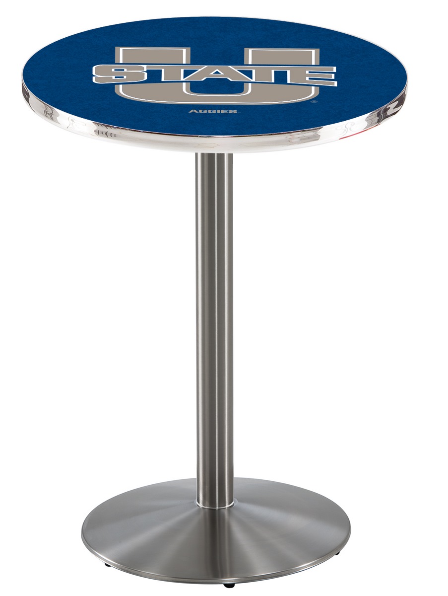 L214 Utah State University 36" Tall - 30" Top Pub Table with Stainless Finish
