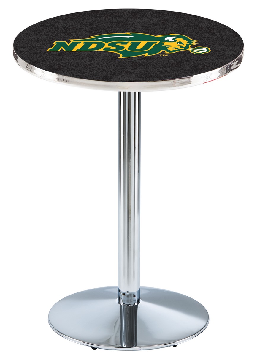 L214 North Dakota State University 42" Tall - 30" Top Pub Table with Chrome Finish