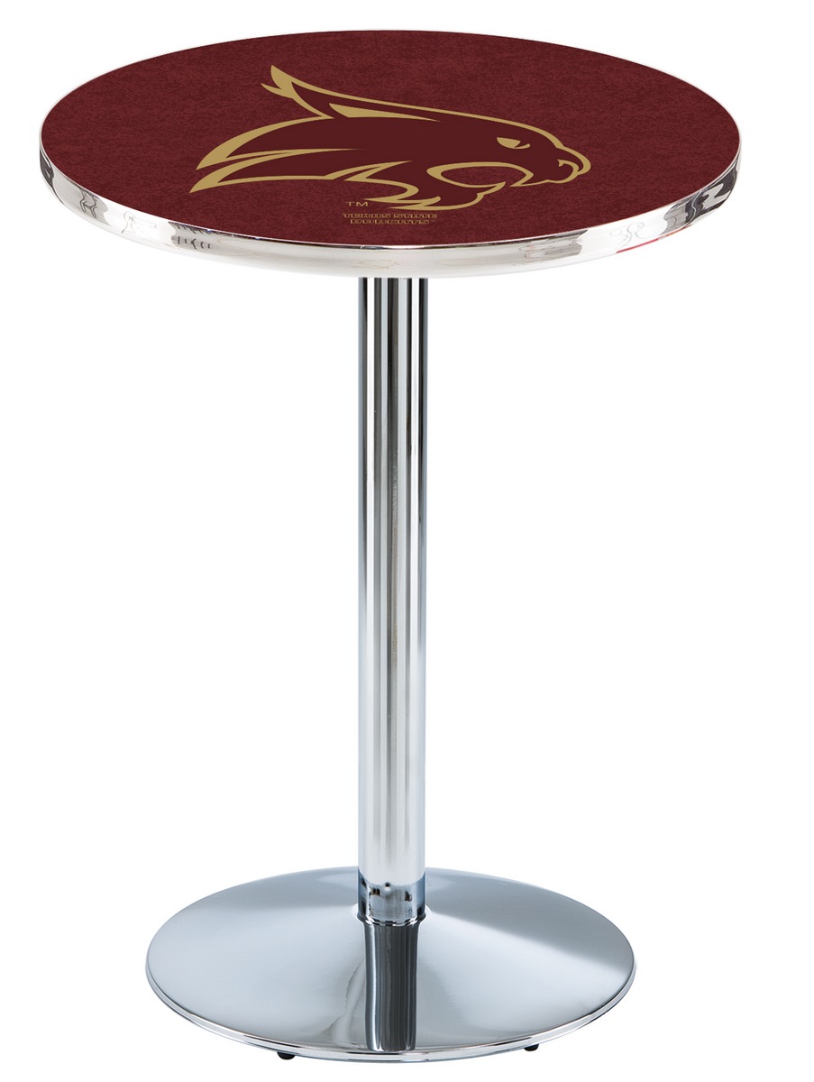 L214 Texas State University 42" Tall - 30" Top Pub Table with Chrome Finish