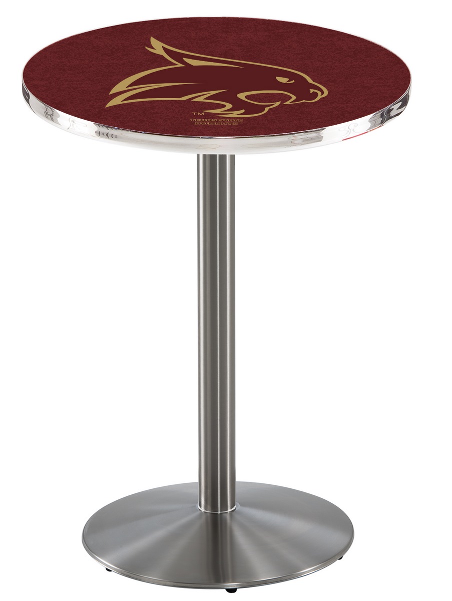 L214 Texas State University 36" Tall - 30" Top Pub Table with Stainless Finish