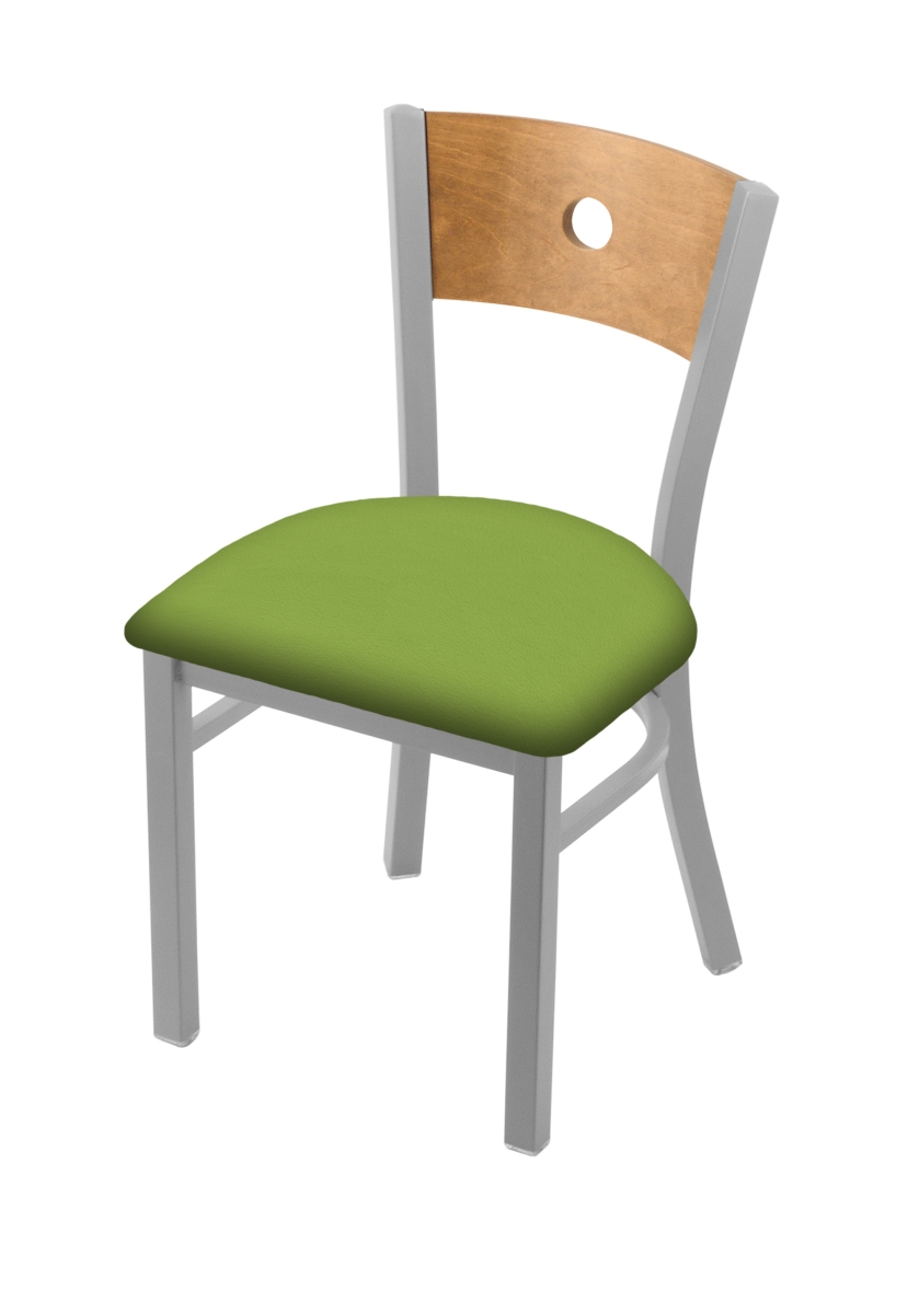 63018ANMedMplB009 18 in. 630 Voltaire Chair with Anodized Nickel Finish, Medium Back & Canter Kiwi Green Seat